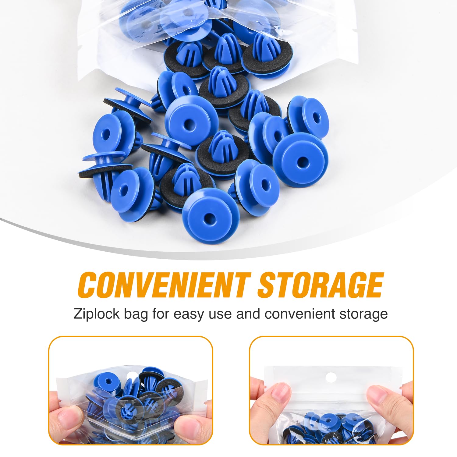 Gooacc 50Pcs Blue Nylon Wheel Arch Opening Moulding Exterior-Wheel Fender Flare Moulding Clips Retainers With Sealer Compatible