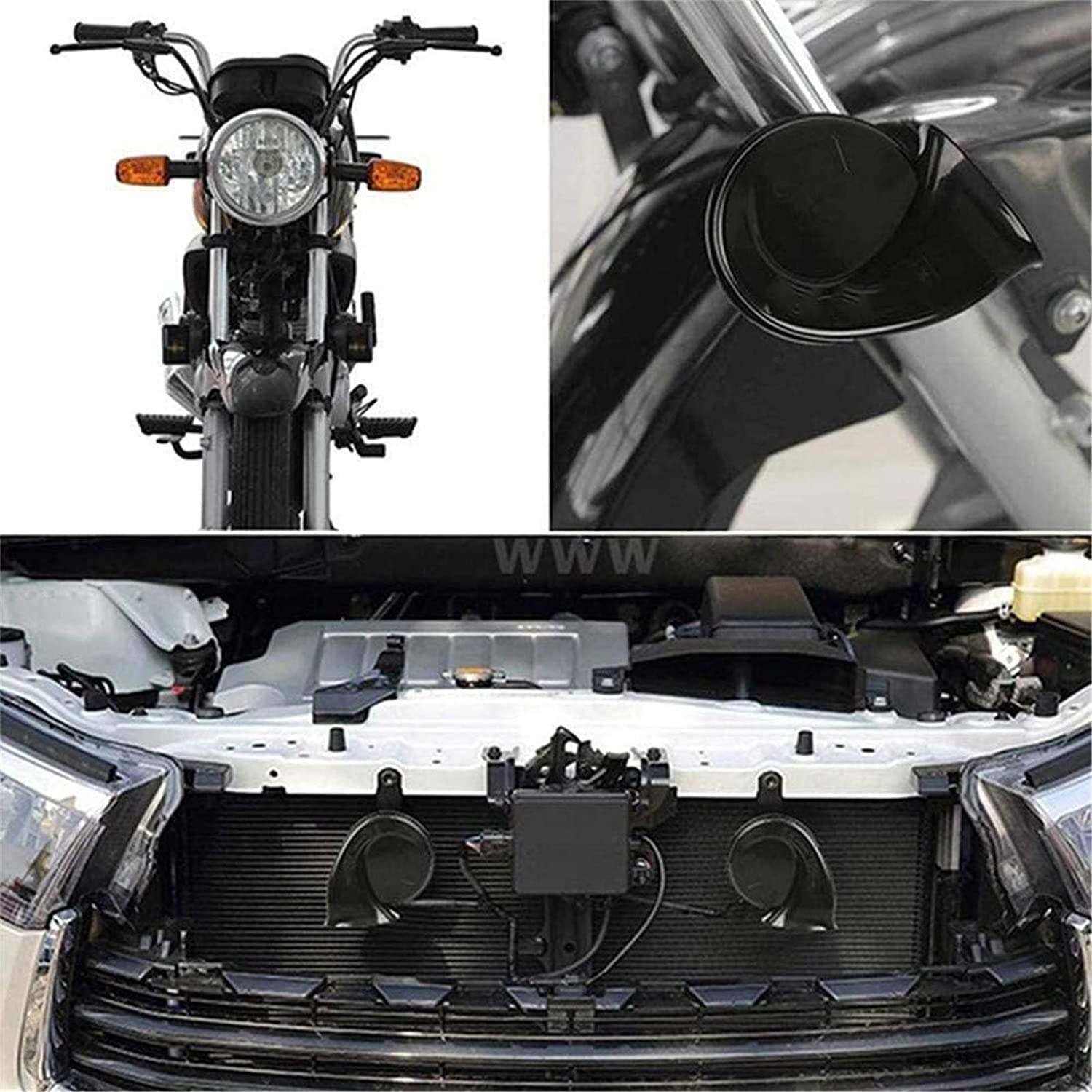NUENUN 2 pcs 300 DB Super Loud Train Horn for Truck Train Boat Car Air Electric Snail Single Horn, 12v Waterproof Double Horn Ra