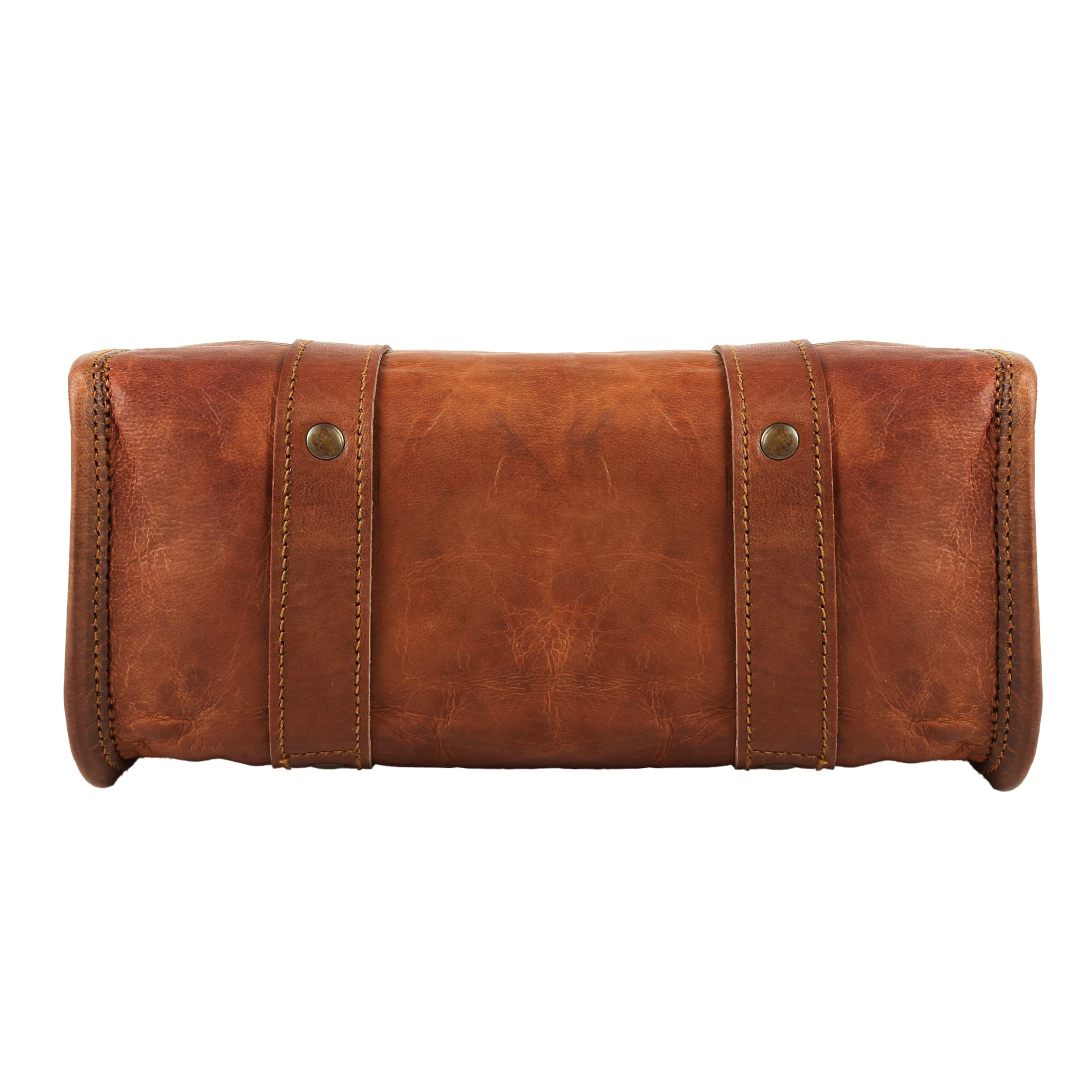 The Vintage Stuff Leather Handlebar Bag Brown Saddle Motorcycle Bag Bicycle Tool Bag Buff Leather Travel Accessory Pouch (Tan Br
