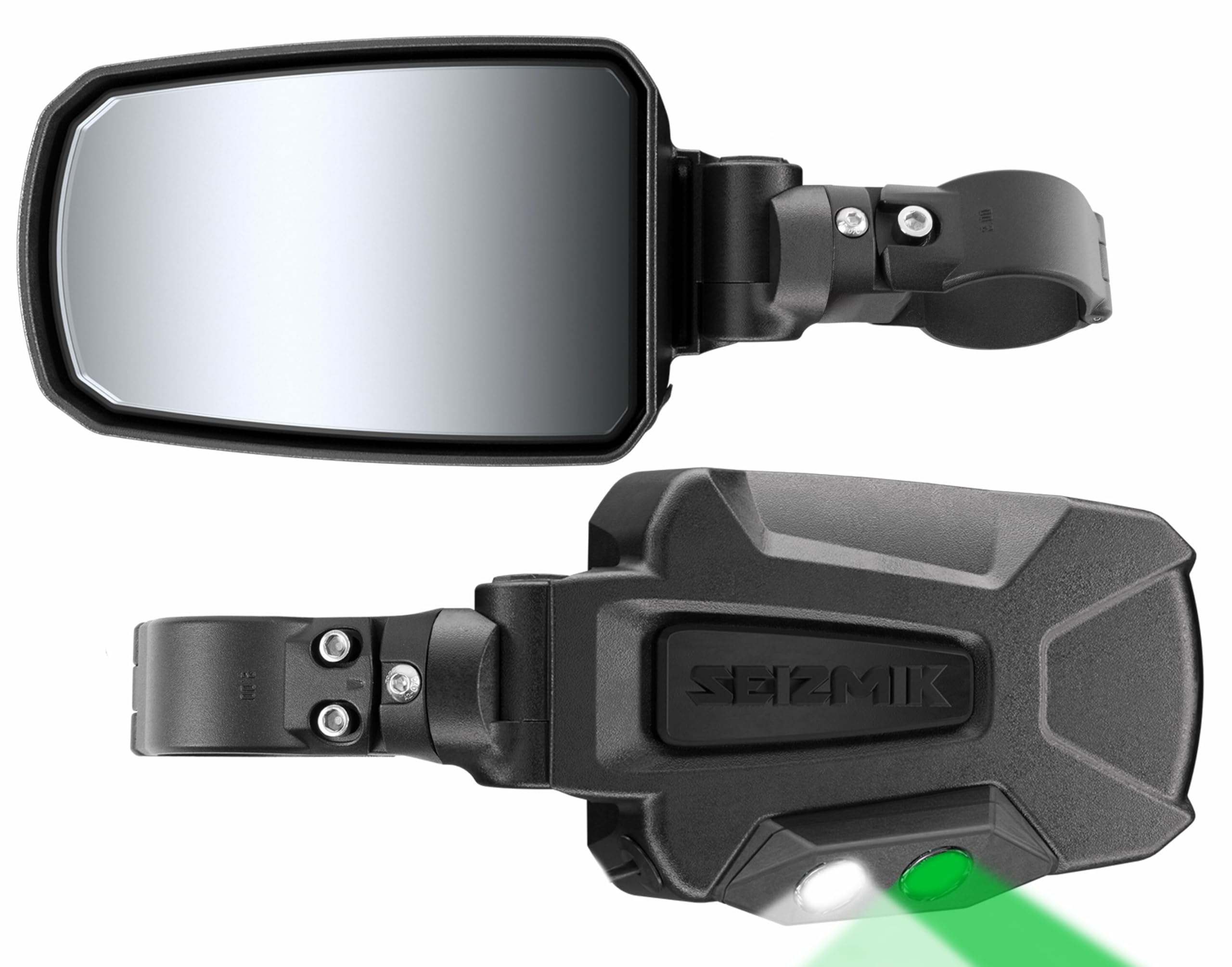 Seizmik Pursuit Night Vision Series Side View UTV Mirror | Set of 2 | Shatter Resistant | Dual Color Illumination | Compatible w
