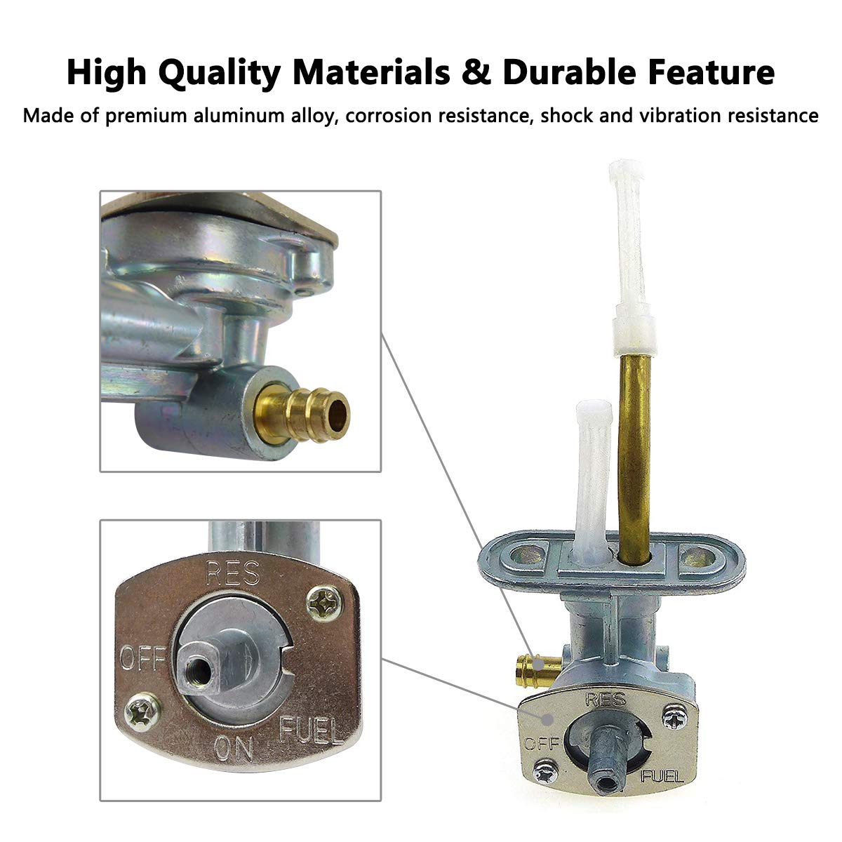 Fuel Valve Petcock Fit for Arctic Cat ATV 250 300 400 500 1998-2005, Knob Switch with On/Off/Res/Fuel Replace for 0470-344 0470-