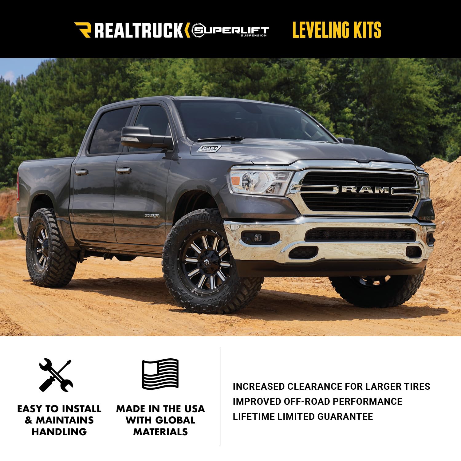 Realtruck Superlift Suspension 2.5 Leveling Kit For Silverado/Sierra | Torsion Keys | 40010 | Fits 2001-2010 Chevrolet Silverado/Gmc Sierra 2500/3500Hd Doesn'T Fit Trucks W/ Purple Coded Torsion Bar