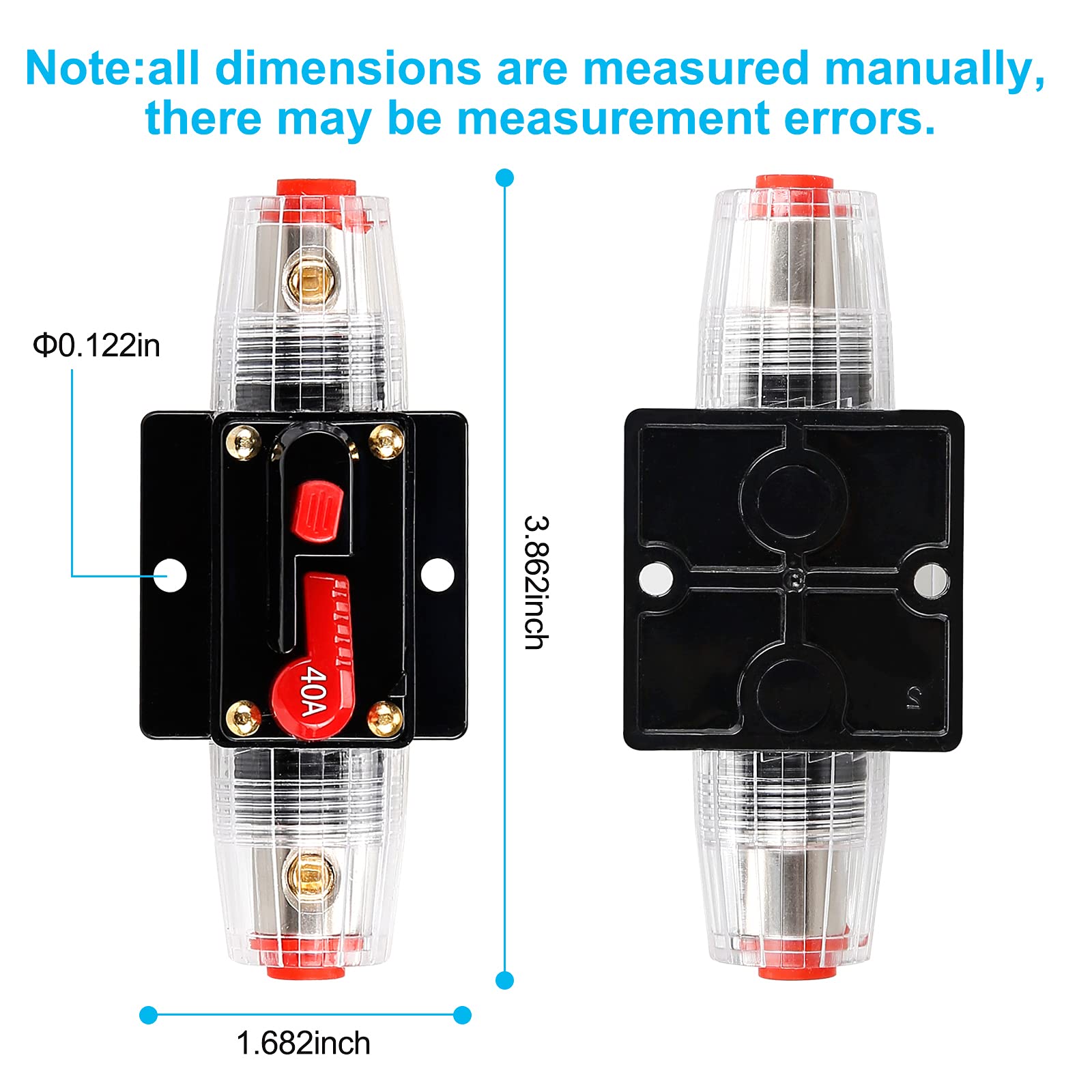 40 Amp Fuse Holders,Audio Circuit Breaker,Reset Fuse Inverter 20A 30A 40A 50A 60A 80A 100A 150A 12V-24V Dc Replace Fuses For Car