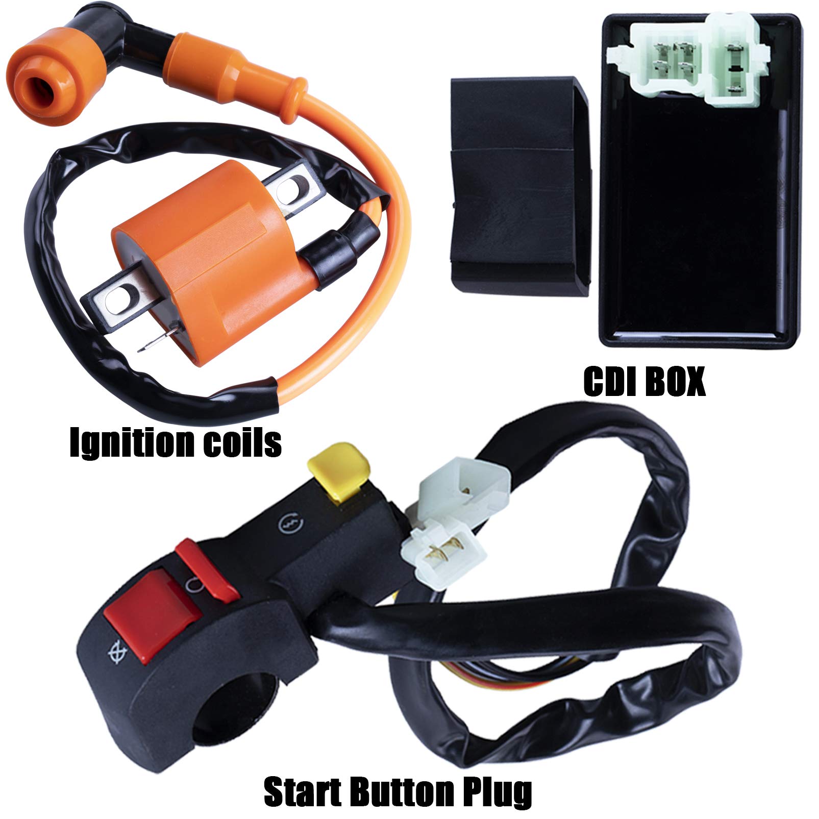 OTOHANS AUTOMOTIVE Full Electrics Wiring Harness for 4 Wheelers - CDI Solenoid Relay, Spark Plug, Black, Medium, Model OTOHANS AUTOMOTIVE-XHKG-G