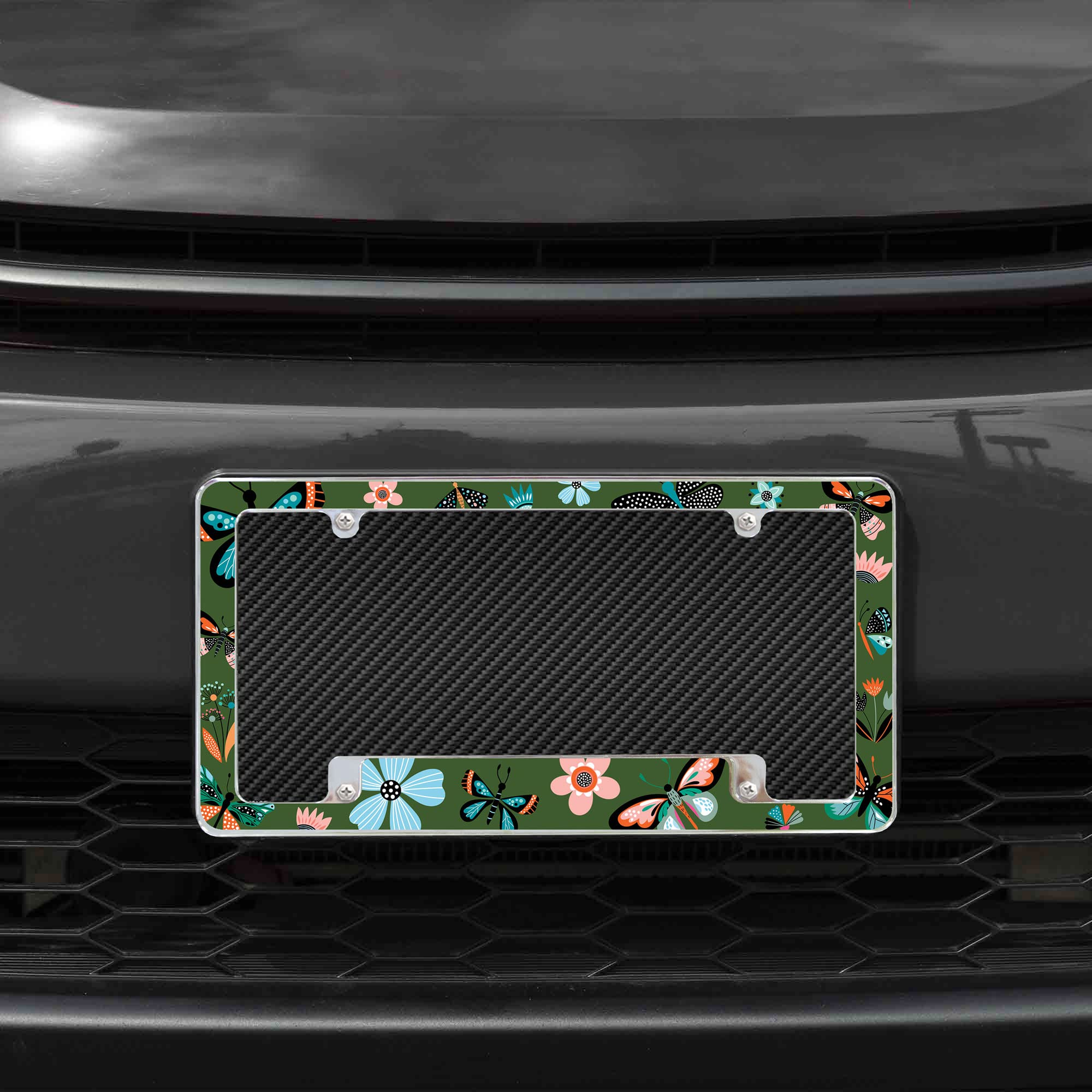 Rico Industries Butterflies Floral All Over Automotive License Plate Frame for Car/Truck/SUV (12 x 6)