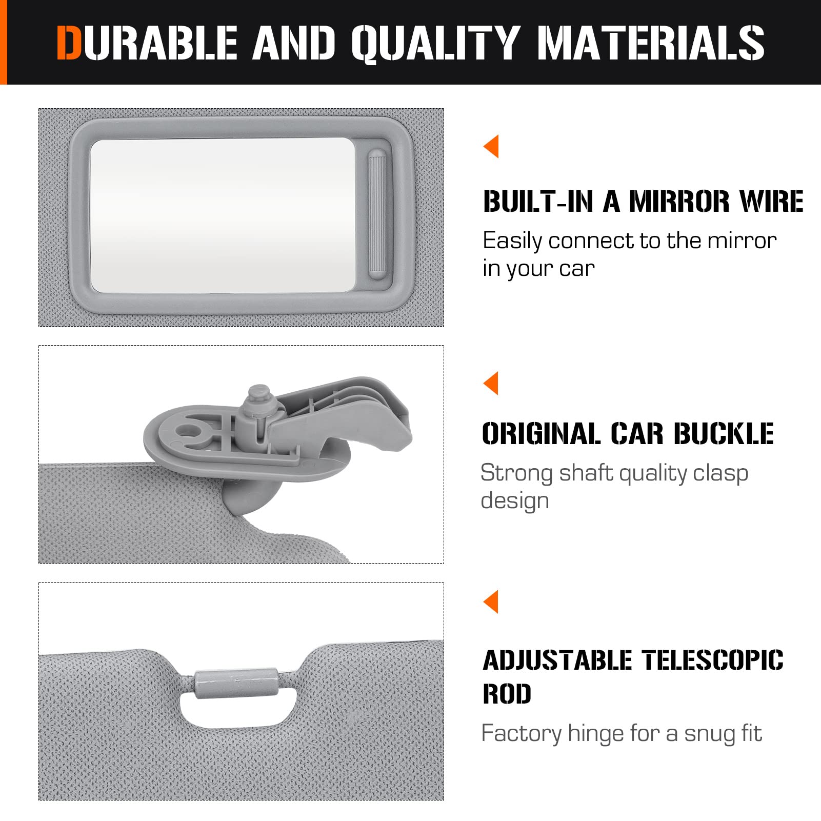 Aeagle Sun Visor for 2011-2015 Hyundai Elantra, Right Passenger Side, Gray, Model AESV0023, Plastic Replacement 852203X000TX