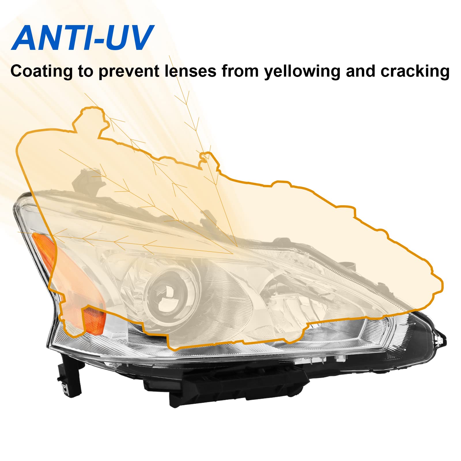 Alziria Headlight Assembly Compatible With 2013 2014 2015 13 14 15 Nissan Altima 2013-2015 13-15 Nissan Altima S/Sl/Sv-Only Fit