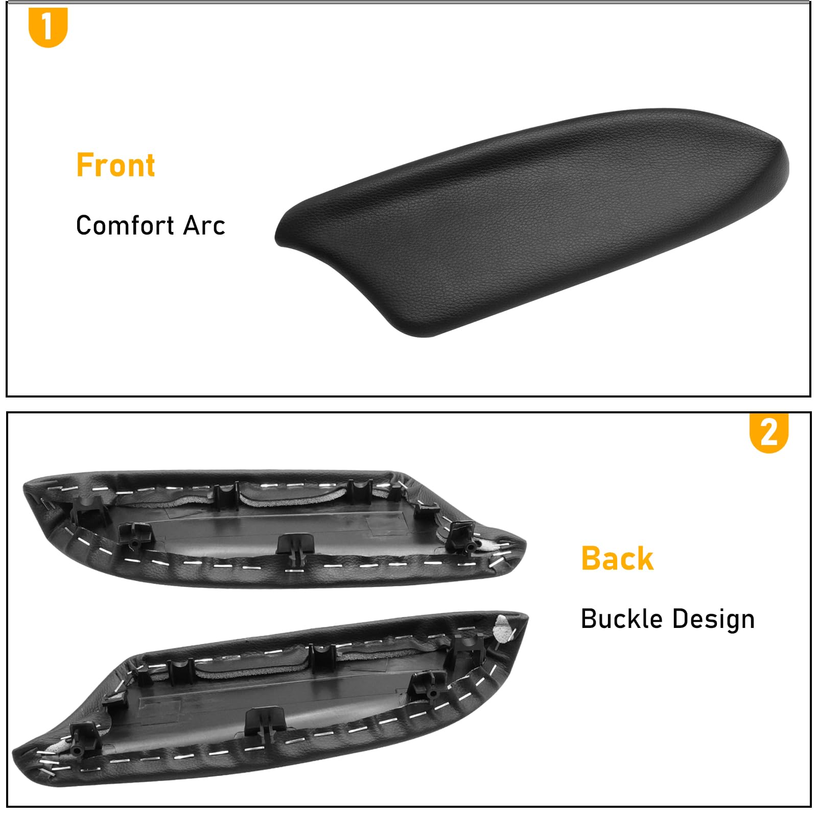 APESER Door Panel Armrest Cover for 2008-2012 Honda Accord, 2 Pcs, PU Leather, Black, Compatible with EX/EX-L/LX/LX-P/SE