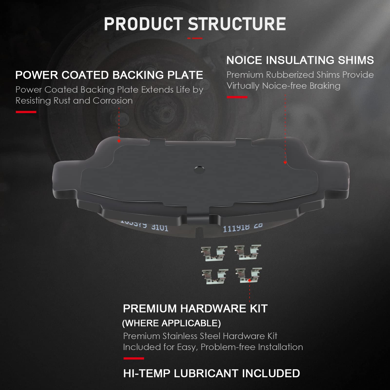 Cciyu D906 D995 Front Rear Ceramic Brake Pads Kits 8Pcs Fit For 2004-2010 For Toyota For Sienna