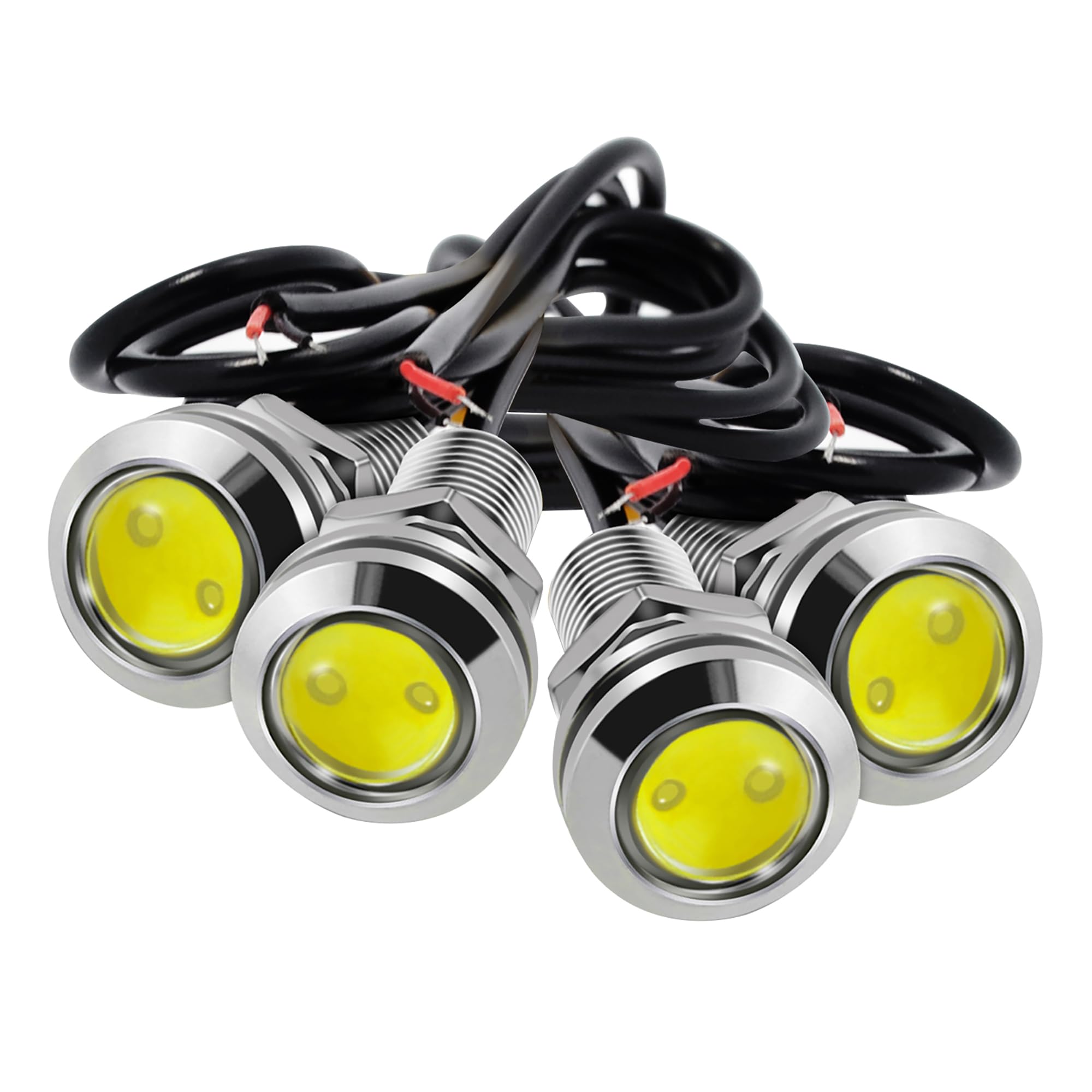 JRQLOV 4Pcs 18mm DC 12V Eagle Eye Cob LED Car Fog DRL Daytime Running Light Backup Reverse Tail Rock Lights Headlights Small bul
