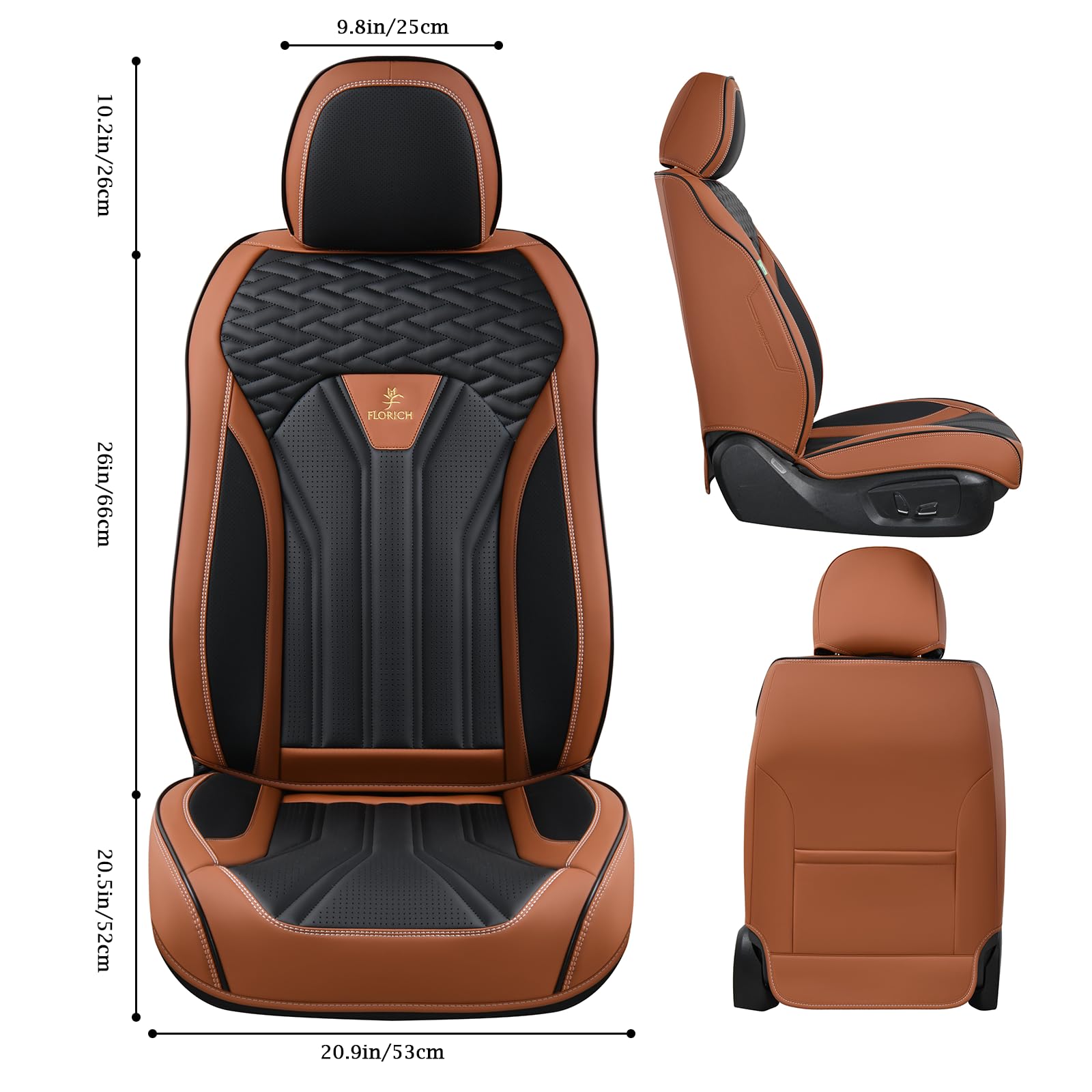 FLORICH Leather Seat Covers, Seat Covers Full Set, Car Seat Protectors 5 Seats,Automotive Seat Covers Fit for Most Cars Trucks-B