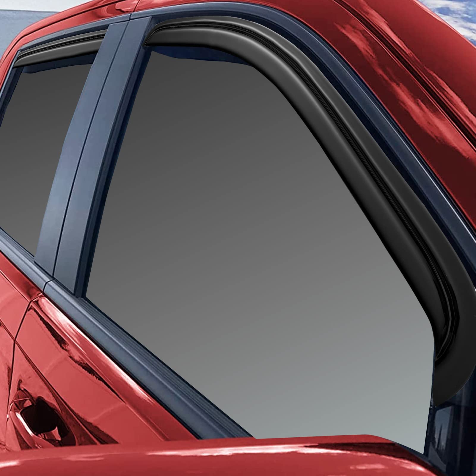 Cxdar Window Visors Rain Guards, Dark Smoke Tinted, Acrylic, for 1997-2003 Ford F150 SuperCab, Wind Deflectors for 97-99 F250 Extended