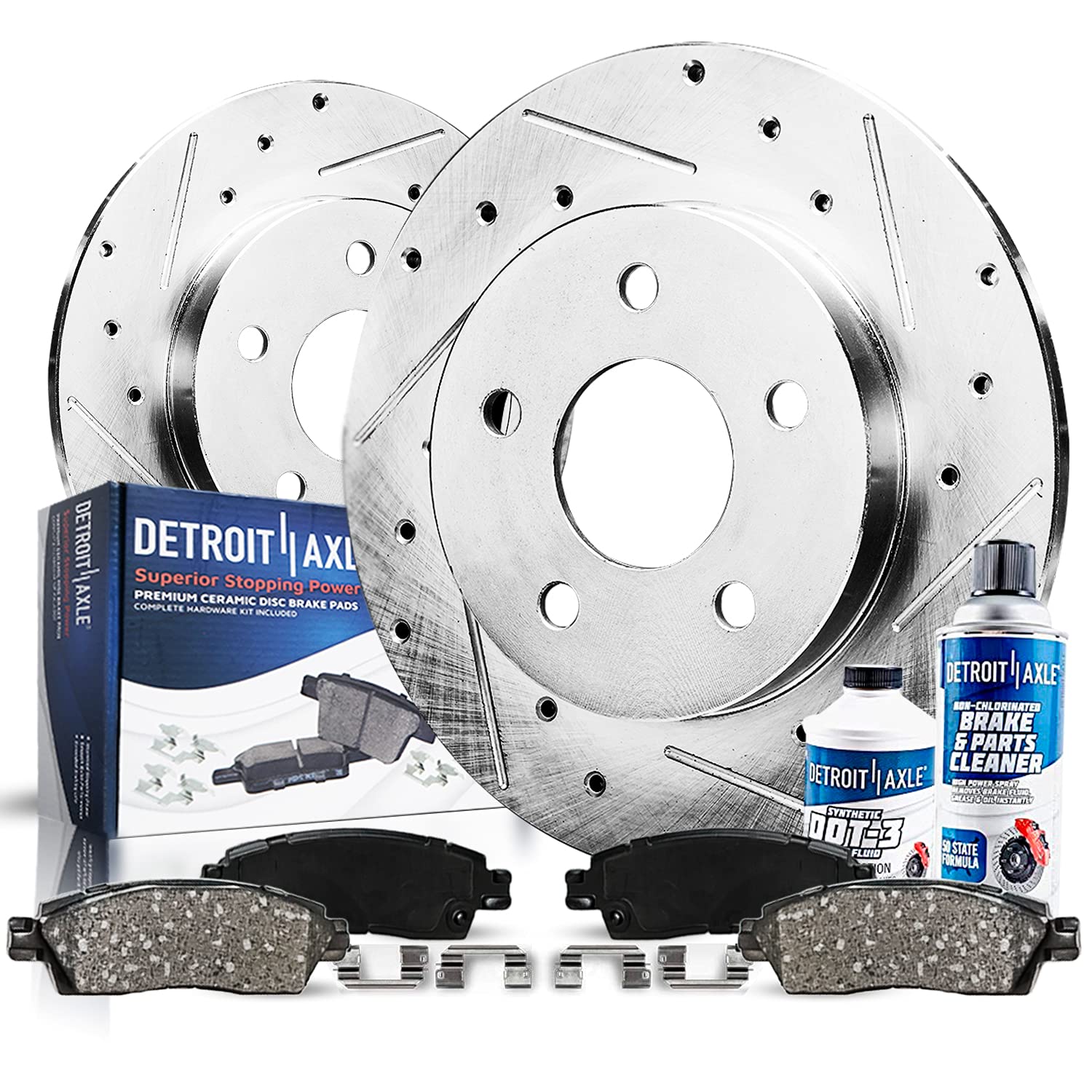 Detroit Axle - Rear Brake Kit for 2013-2016 Ford Escape 2013-2018 C-Max 2014-2018 Transit Connect Replacement Drilled & Slotted 