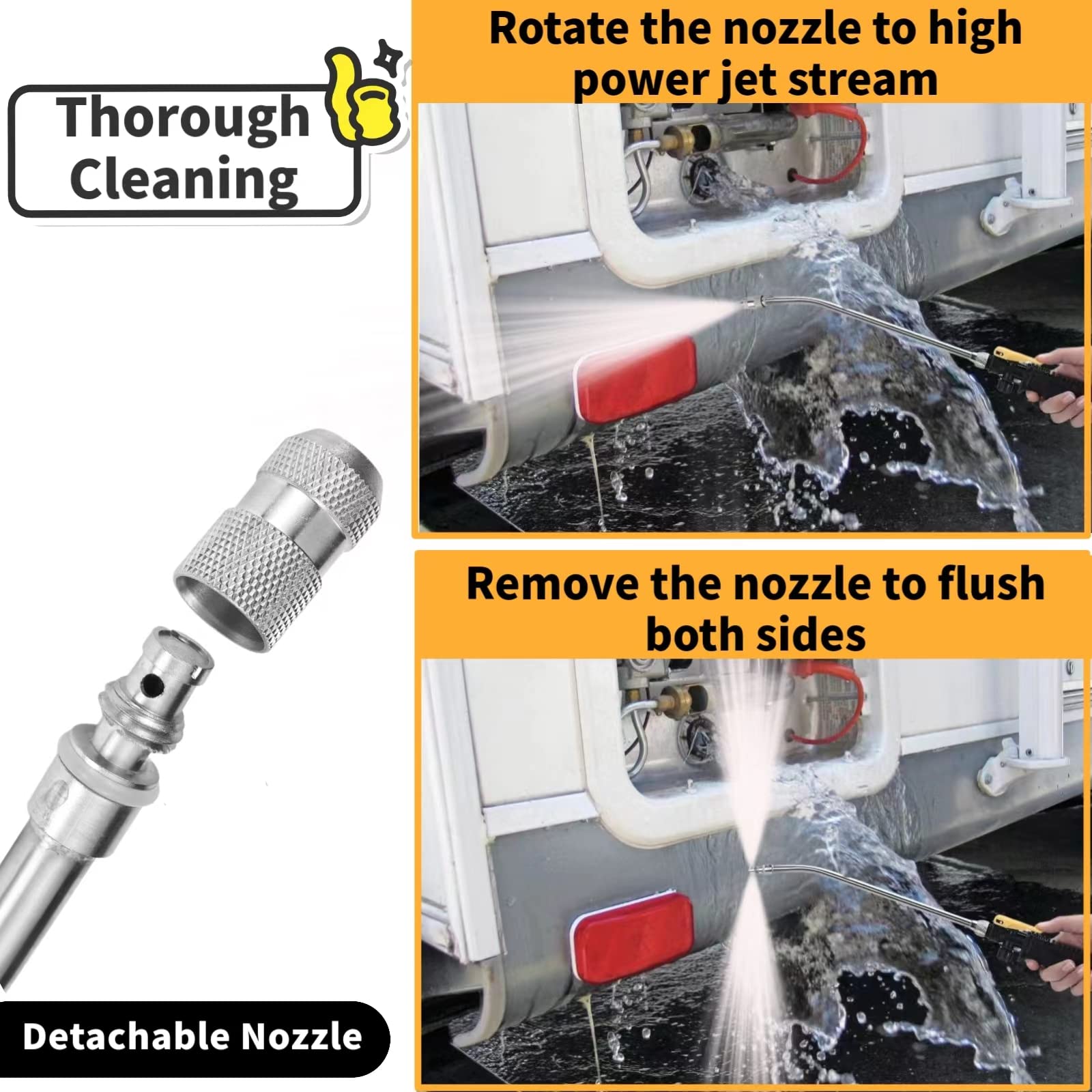 VANPET 3Pack RV Water Heater Anode Rods & Flush Wand, 9.25'' Length, Stainless Steel, Compatible with Suburban & Mor-Flo Tanks
