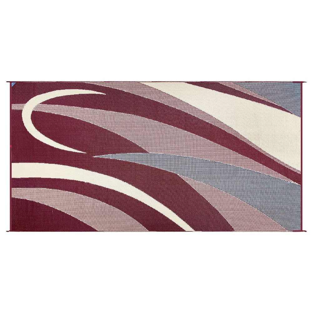 Stylish Camping Ming'S Mark Gb5 Reversible Graphic Patio Mat - 8' X 16', Burgundy/Black