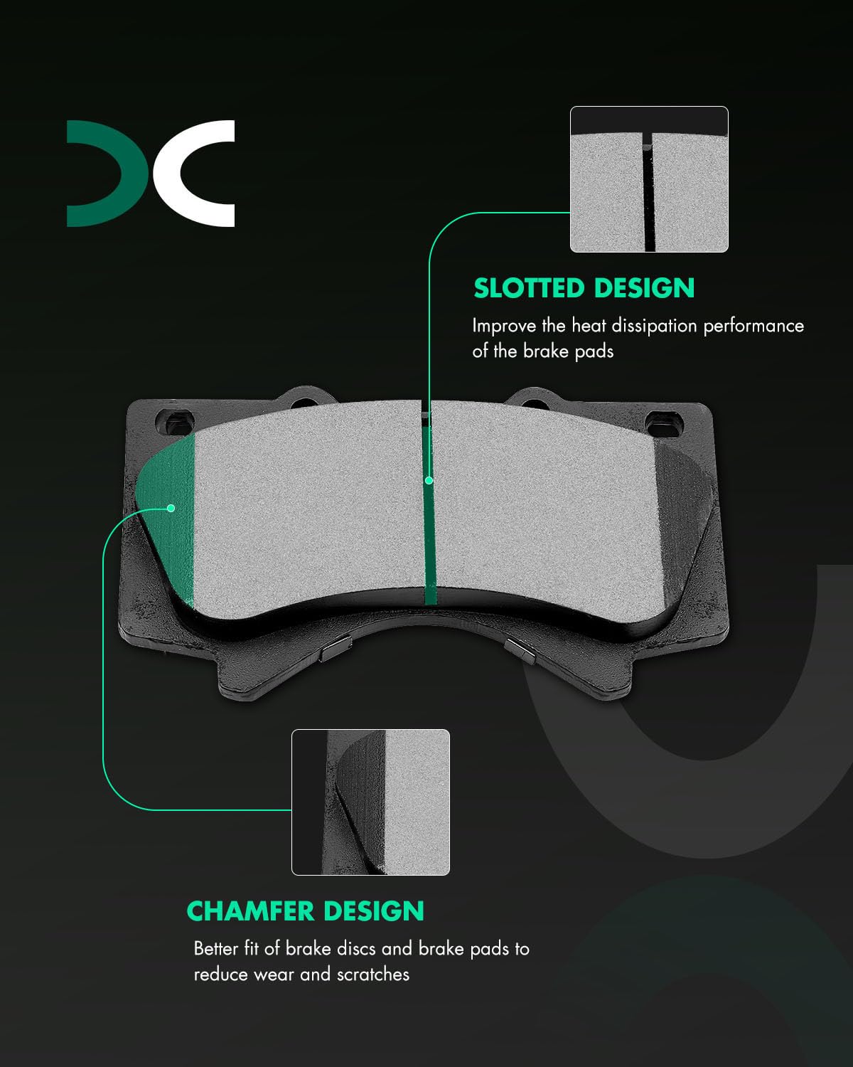 Scitoo D1303 D1304 Front Ceramic Rear Semi-Metal Brake Pads Sets - Fit For Toyota Land Cruiser 2008-2011, 2013-2017; Sequoia 200