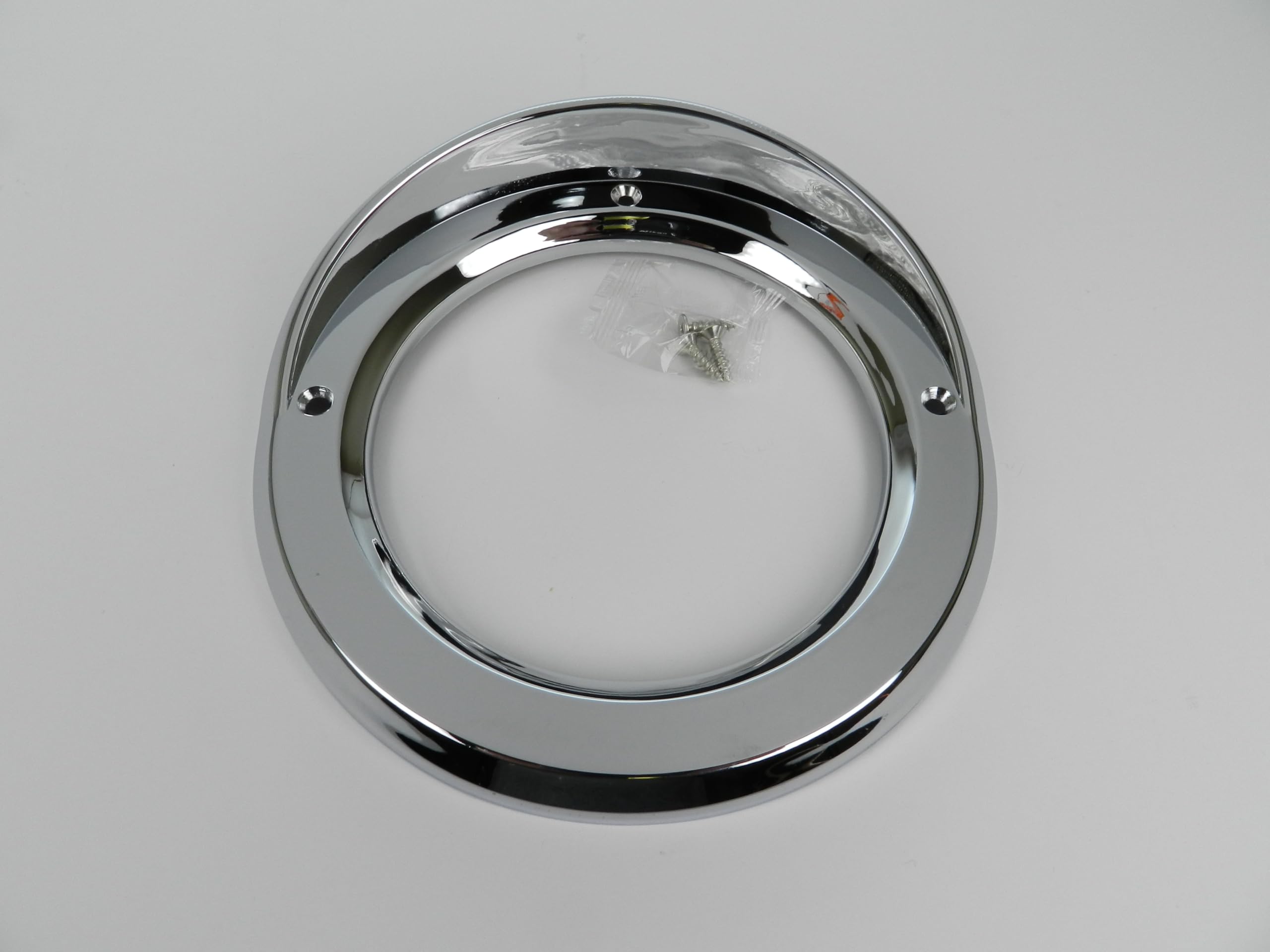 United Pacific (2) Round Chrome Visor Bezels/Covers 4'' Grommet Mounted Led Stop Tail Lights