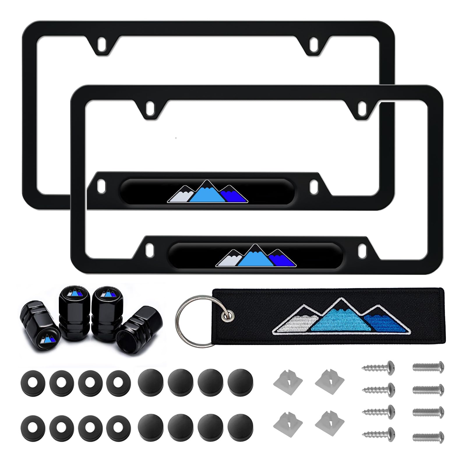 Omlkibo Tri-Color 3 Color Aluminum License Plate Frame Cover Holder Compatible With Toyota Vehicle Truck Trailer Suv. (White Blu
