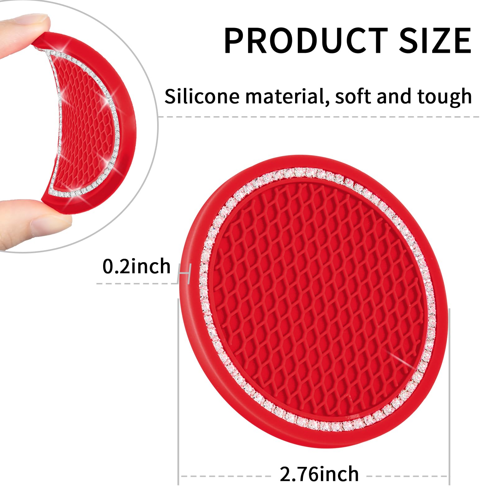 Cocases Car Coasters, 4 Pack Vehicle Bling Car Coaster, Universal Rhinestone Coaster For Cup Holders, Car Interior Accessories S