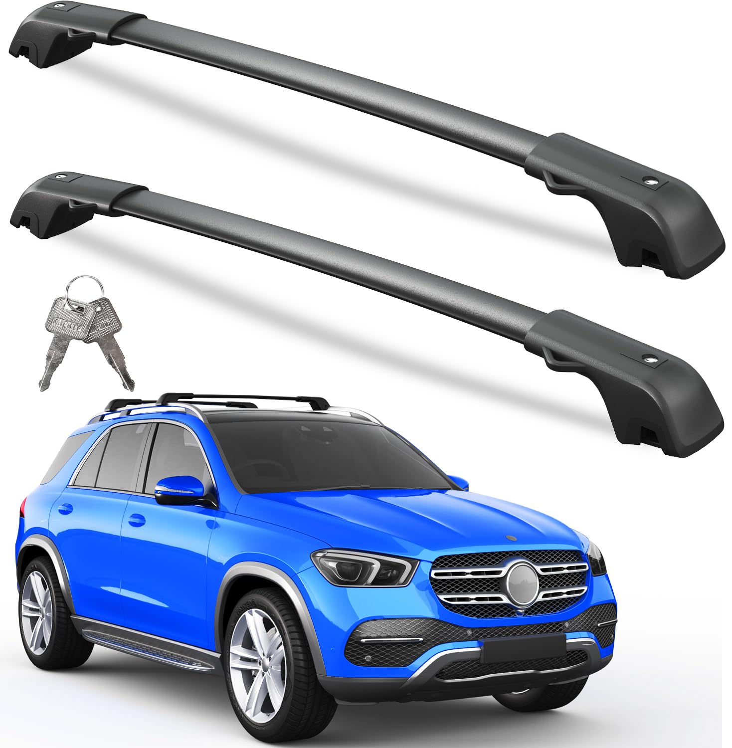 Wonderdriver Roof Rack Cross Bars 220lbs Compatible with Mercedes Benz GLE 2015-2025 with Raised Side Rails, Heavy Duty Aluminum