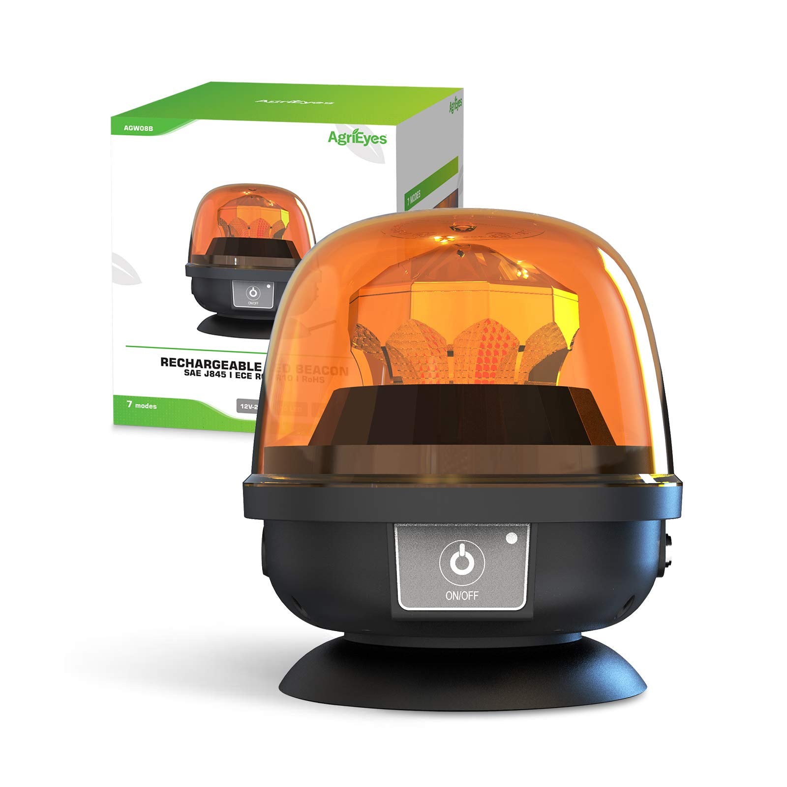 Agrieyes Magnetic Beacon Light Wireless, Class I Portable 12-24V Rotating Warning Lights, Rechargeable Amber Flashing Strobe Lig