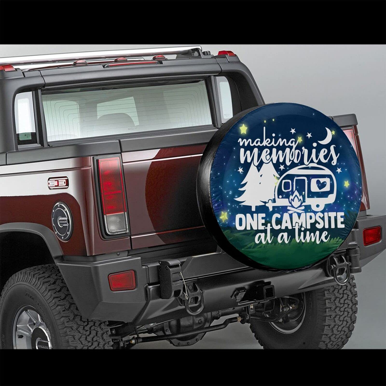 Cozipink Making Memories One Campsite Starry Sky Camping Spare Tire Cover Weatherproof Wheel Protectors Universal Fit For Traile