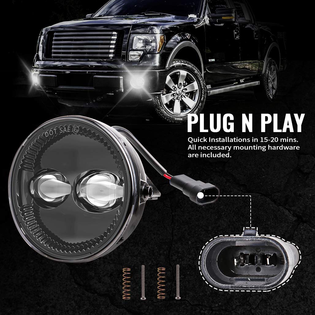 Z-OFFROAD LED Fog Lights for 2006-2014 Ford F150, DOT Approved, Black Bumper Driving Lamp Set, Model SJ-F150DD-024