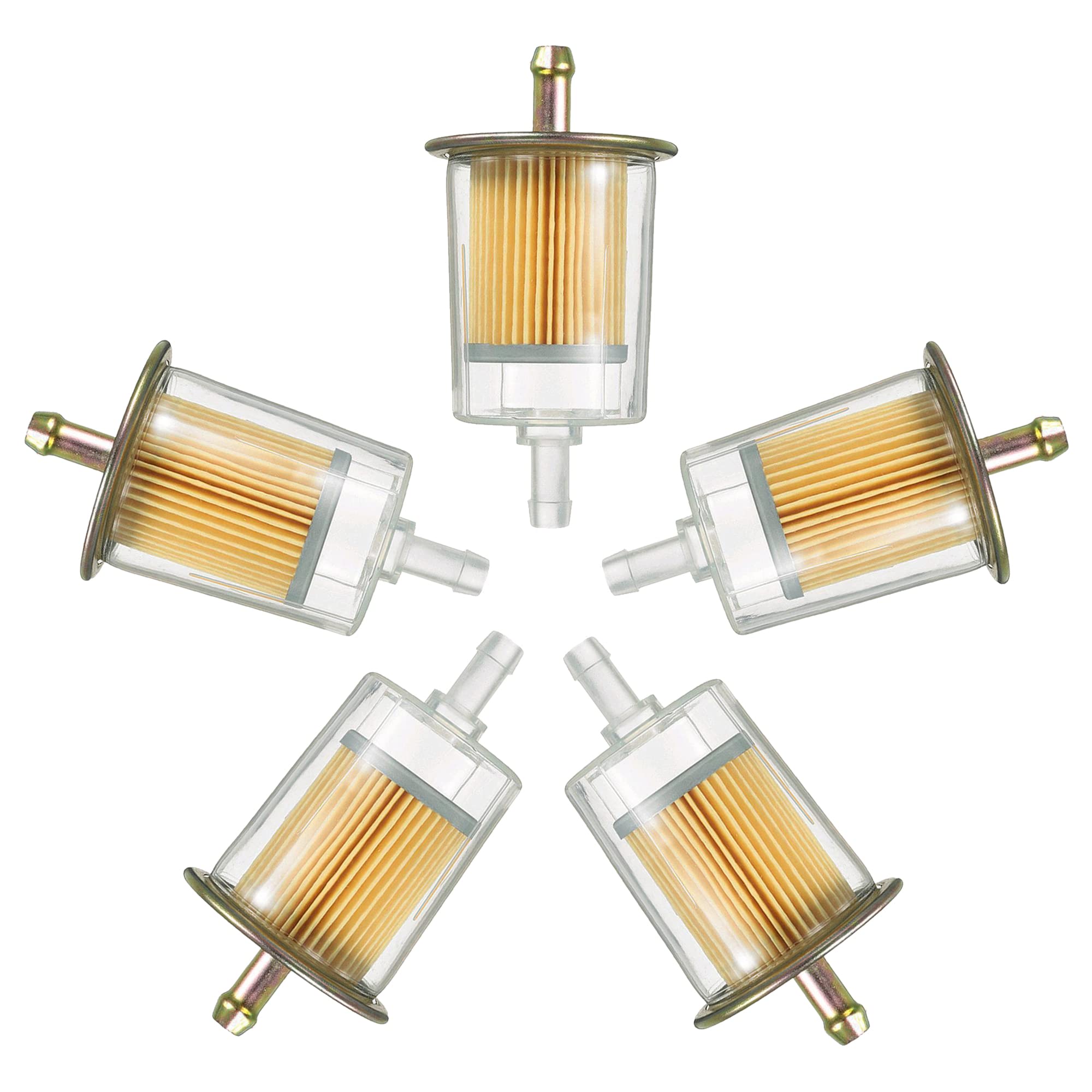 5/16' Universal Fuel Filters Industrial Tractors Cars Trucks Motorcycles Gas Powered Engine Inline Gas Fuel Line 5 Pack