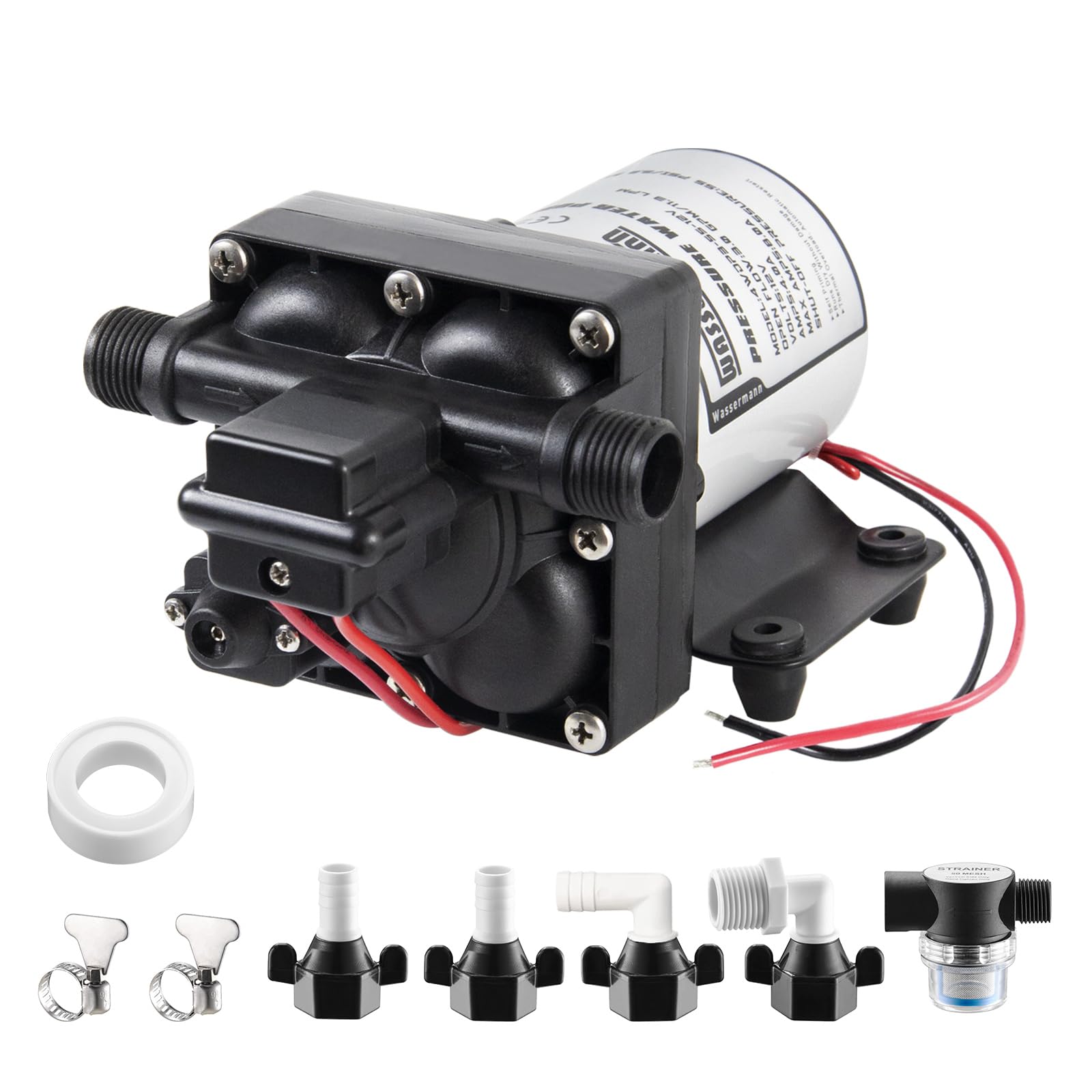 Wassermann Rv Water Pump 12 Volt Dc 3.0Gpm 55Psi,Replacement For Shurflo 4008-101-A65,Water Pump Self Priming Diaphragm Pump Wit
