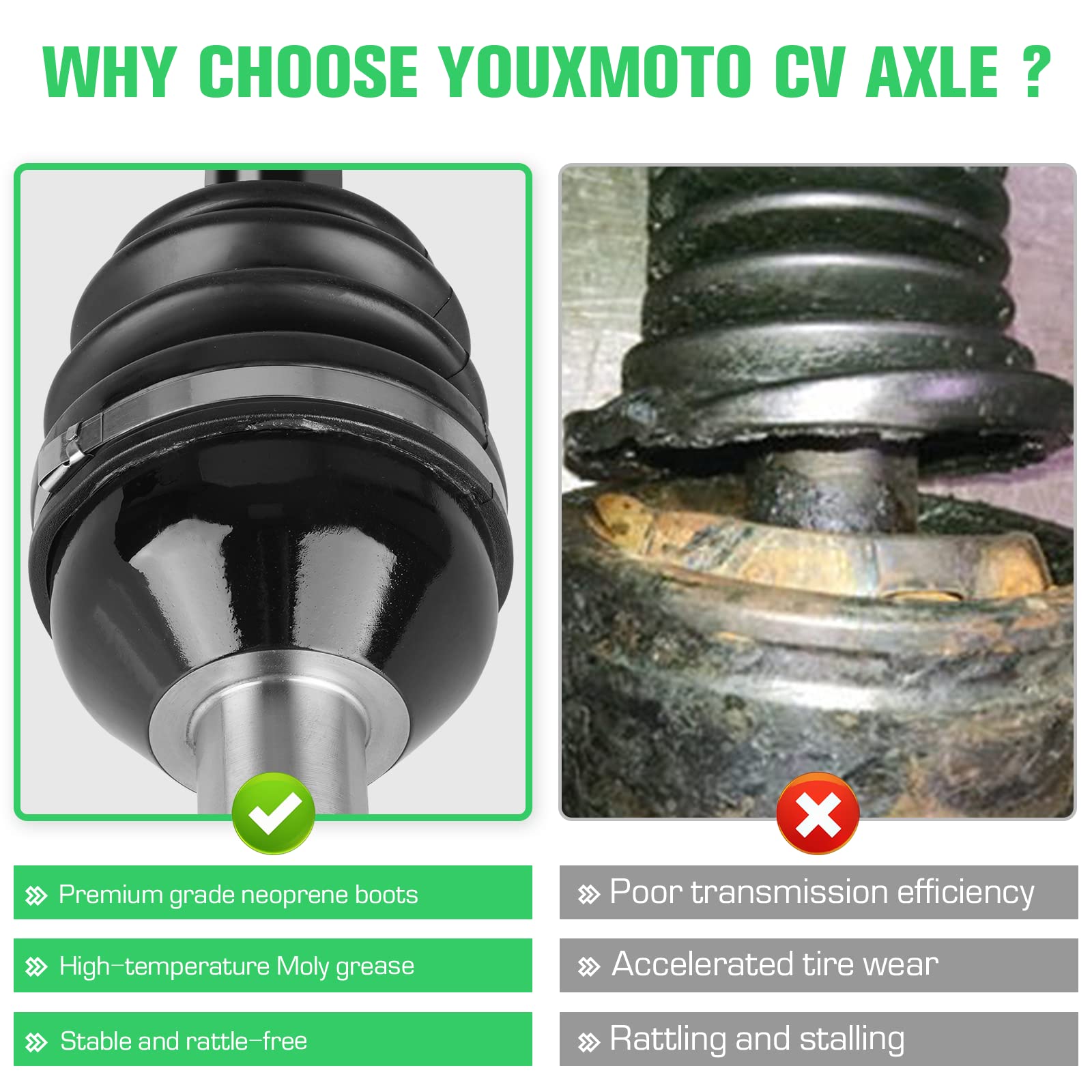 Youxmoto Rear Right CV Axle For Can-Am Outlander 1000 2012-2018 (Max HO 4x4 EFI DPS XT Xmr)/ Outlander 570 850 500 400 650 800R,