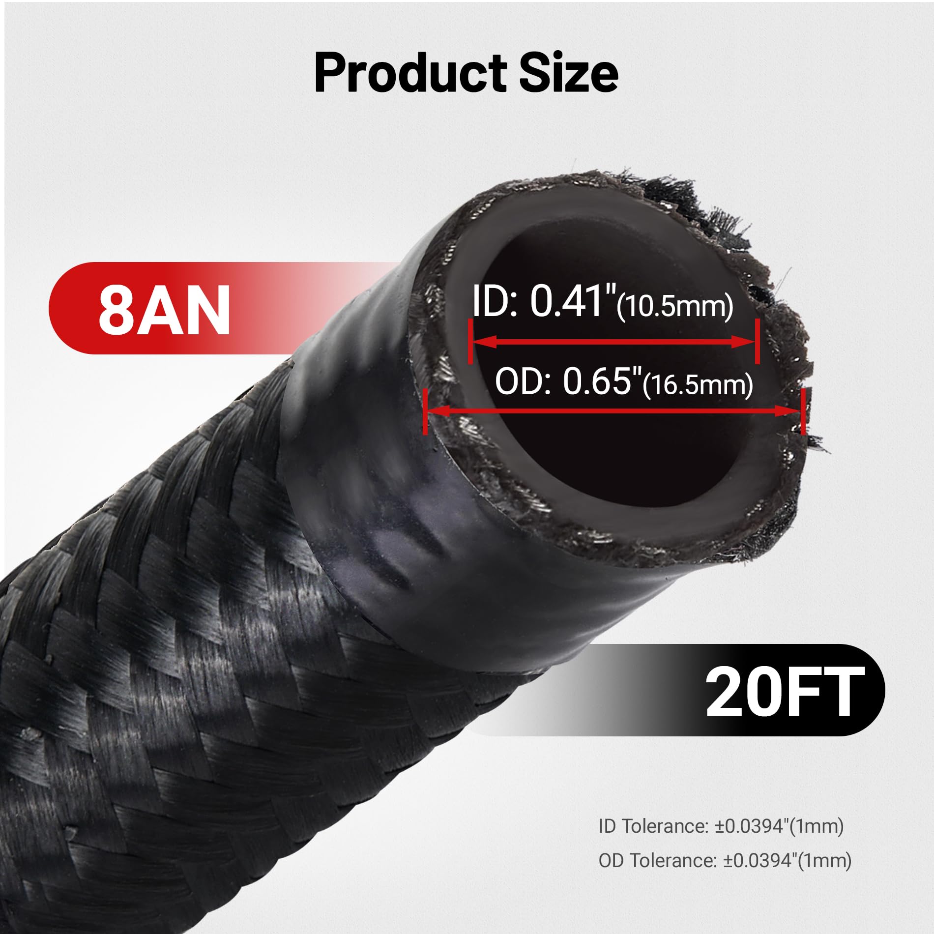 Evil Energy 8An Nylon Braided Fuel Line Kit, An8 Fuel Hose Kit Cpe 20Ft Black&Red