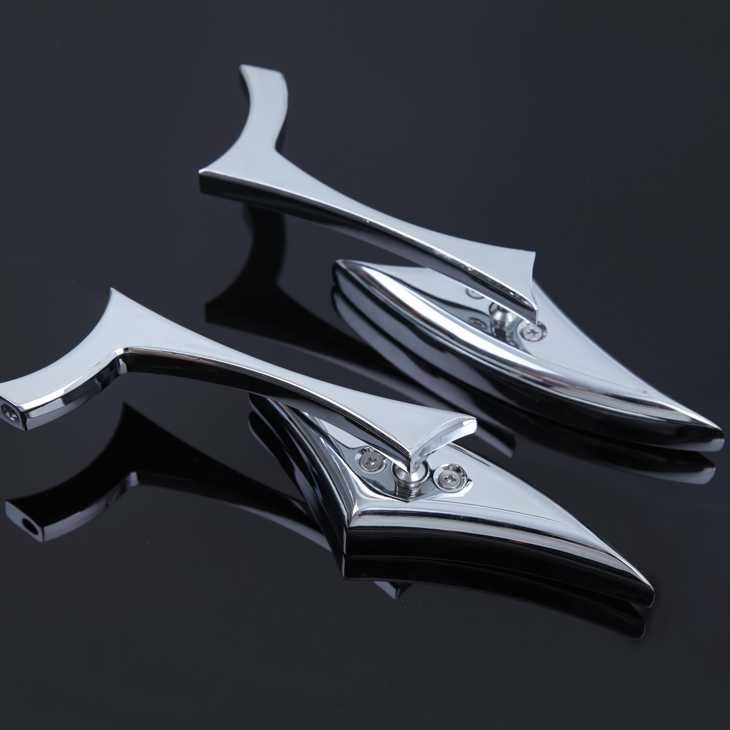 Rich Choices Chrome Motorcycle Blade Side Mirrors - 8mm/10mm CNC Aluminum for Cruiser, Chopper, Street Bike, Scooter, Dirt Bike