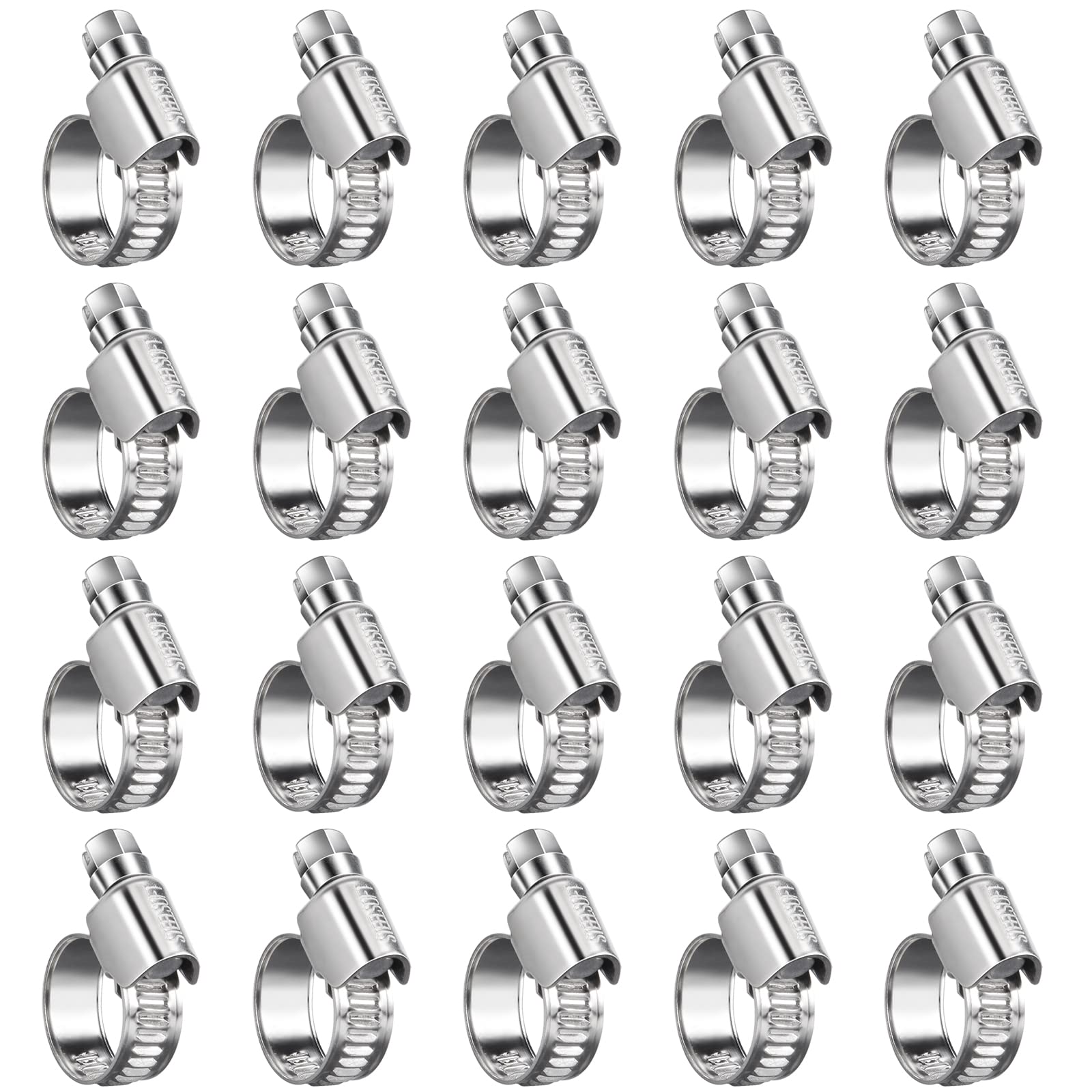 Steelsoft Non-Stripping Worm Gear Hose Clamp Mini Size#4, 5/16 to 1/2 inch Adjustable Stainless Steel Hose Clamps for 3/16 1/4''