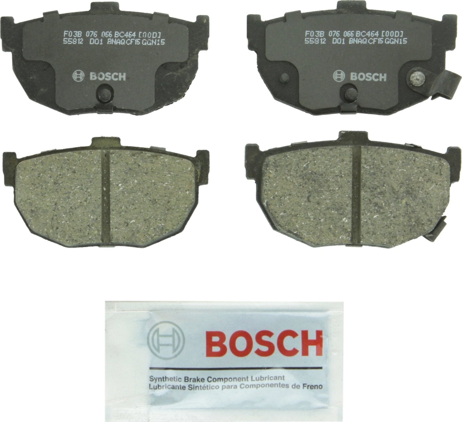 BOSCH BC464 QuietCast Premium Ceramic Disc Brake Pad Set - Compatible with Select Hyundai Elantra, Tiburon; Kia Spectra, Spectra
