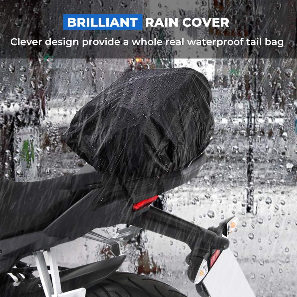 Kemimoto Motorcycle Tail Bag, Dual Use Motorcycle Rear Seat Bag With Waterproof Rain Cover, 22L-34L Expandable Motorbike Helmet