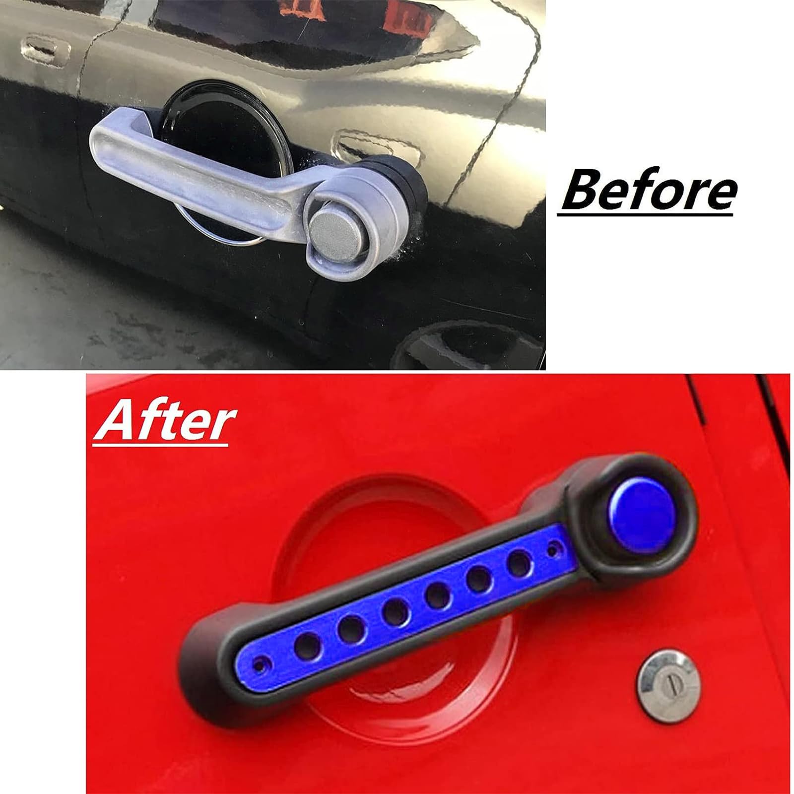 Bolaxin Side Door Handle Inserts for Jeep Wrangler JK JKU 2007-2018, Aluminum Blue, 5PCS, Grab Handles Pull Decoration