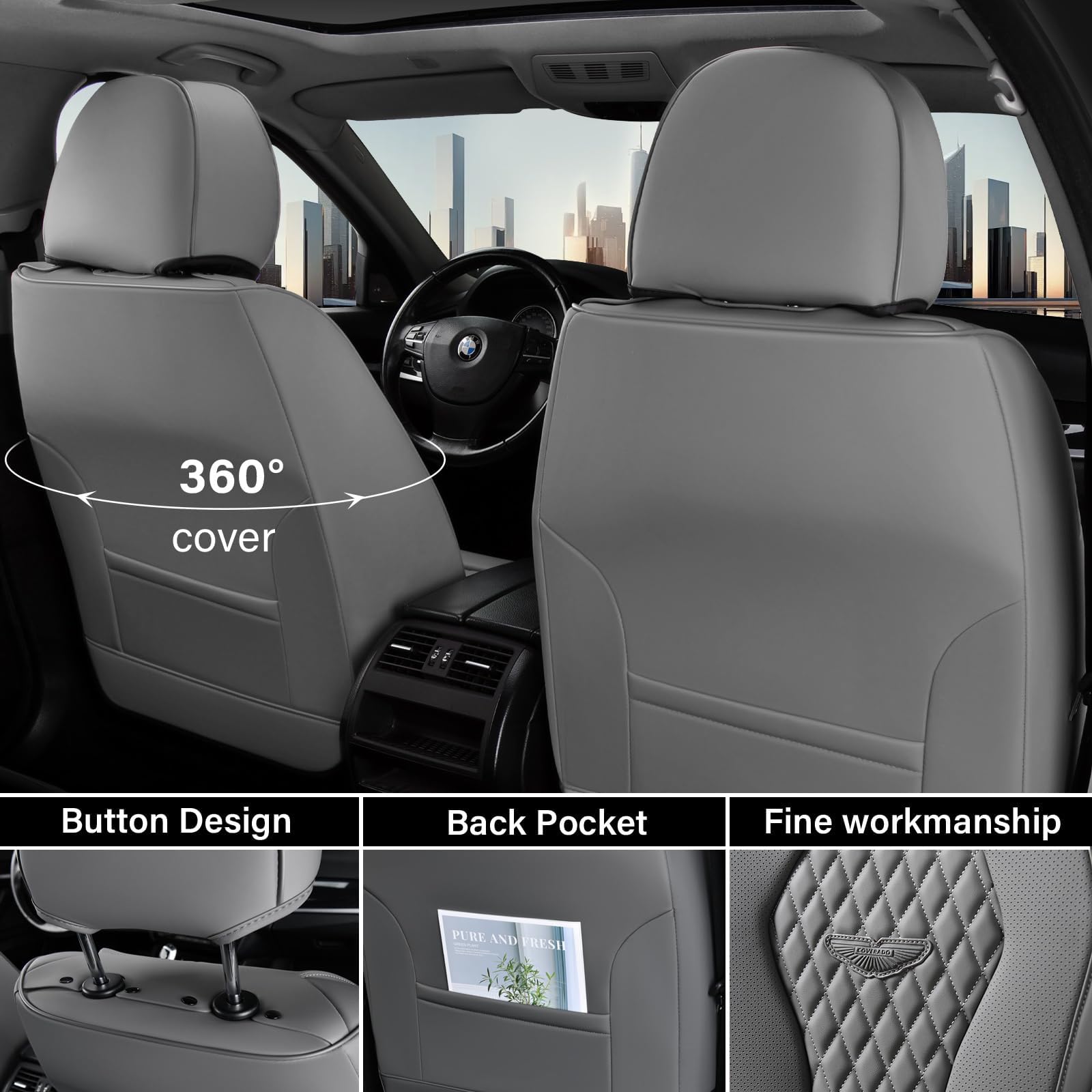 Coverado Seat Covers, Car Seat Covers Front Seats, Gray Car Seat Cover, Waterproof Car Seat Covers, Car Seat Cushion, Front Car