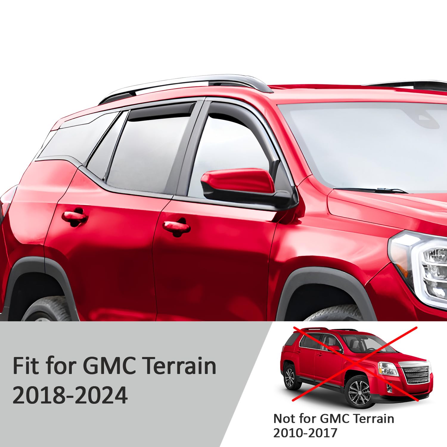 Voron Glass In-Channel Extra Durable Rain Guards For Gmc Terrain 2018-2024, Window Deflectors, Vent Window Visors, 4 Pieces - 20