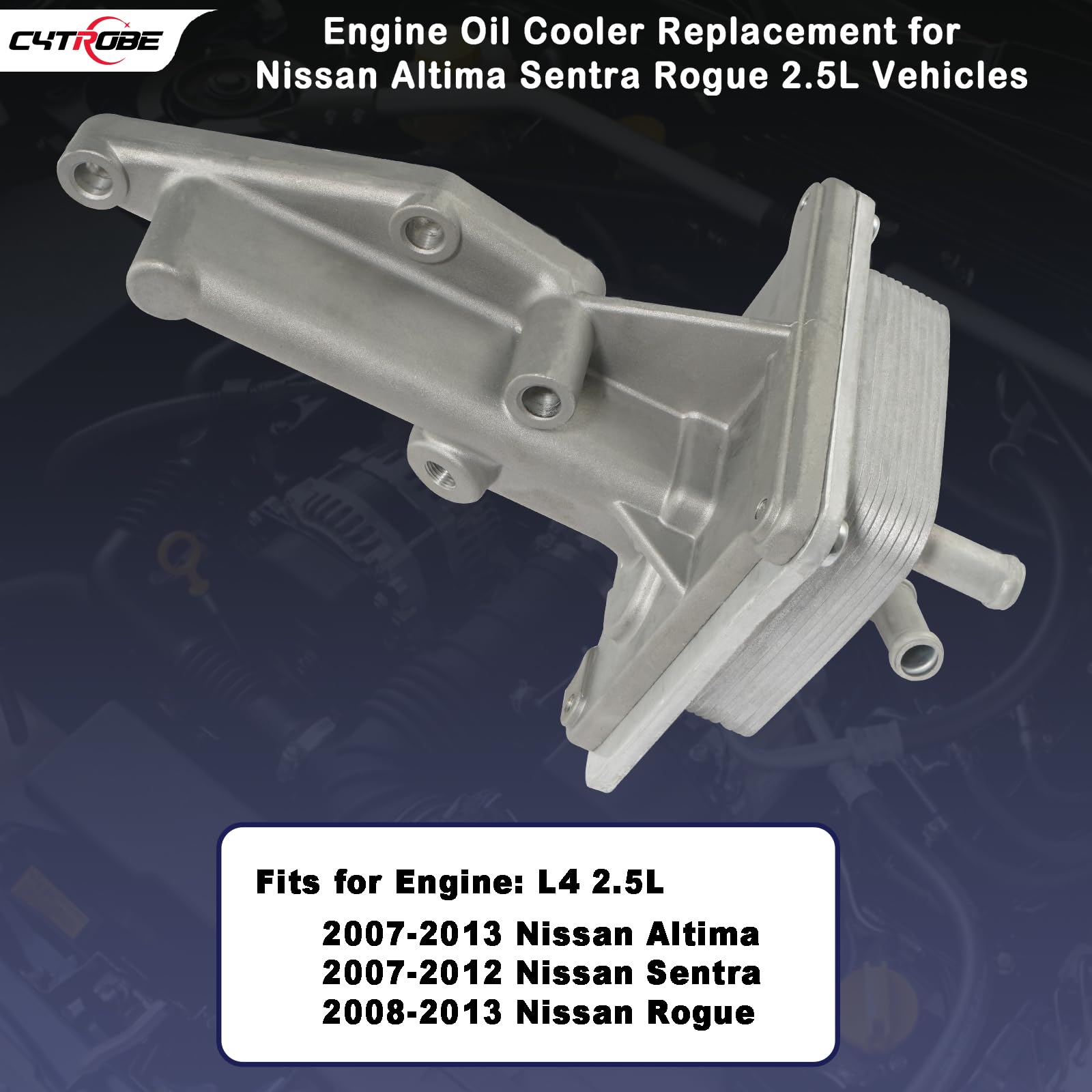 CYTROBE Engine Oil Cooler Kit With Gaskets Compatible with 2007-2013 Nissan Altima, 2007-2012 Nissan Sentra, 2008-2013 Nissan Ro