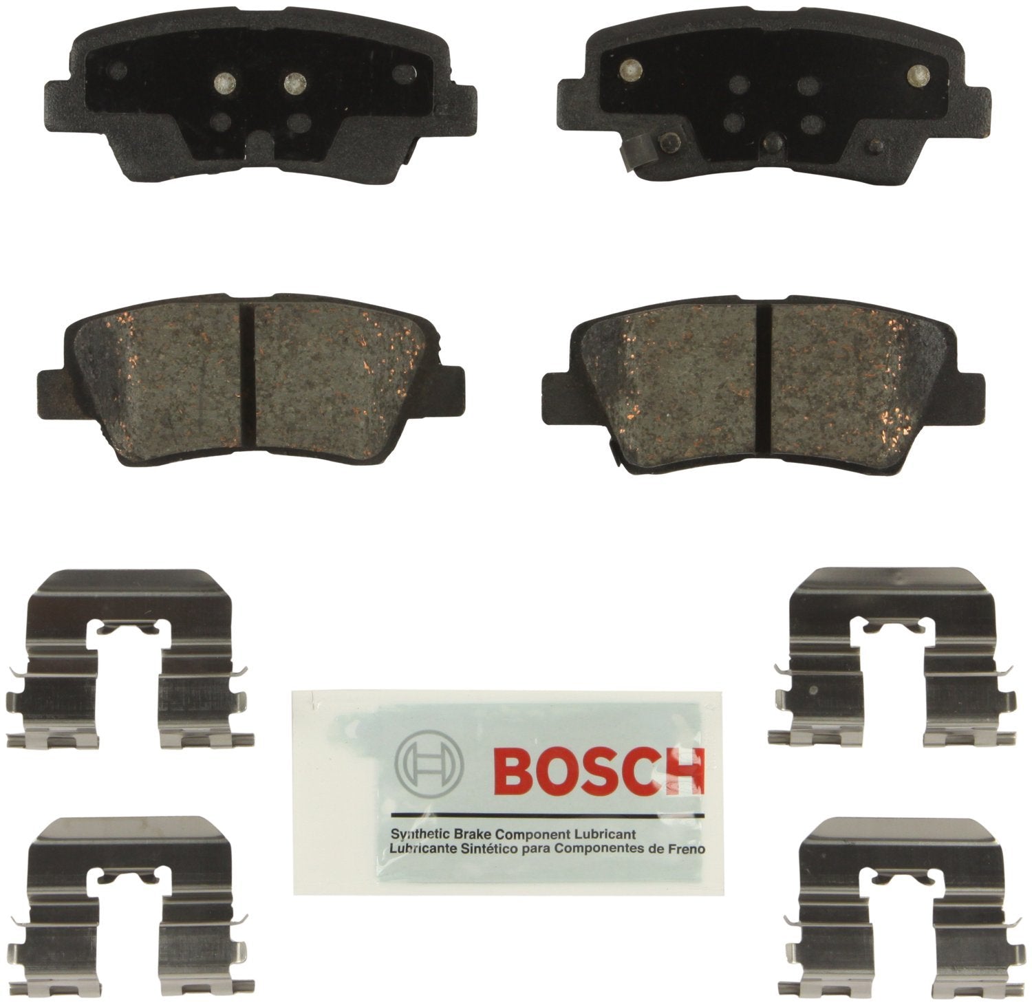 BOSCH BE1544H Blue Ceramic Disc Brake Pad Set With Hardware - Compatible With Select Hyundai Accent, Elantra, Elantra Coupe; Kia
