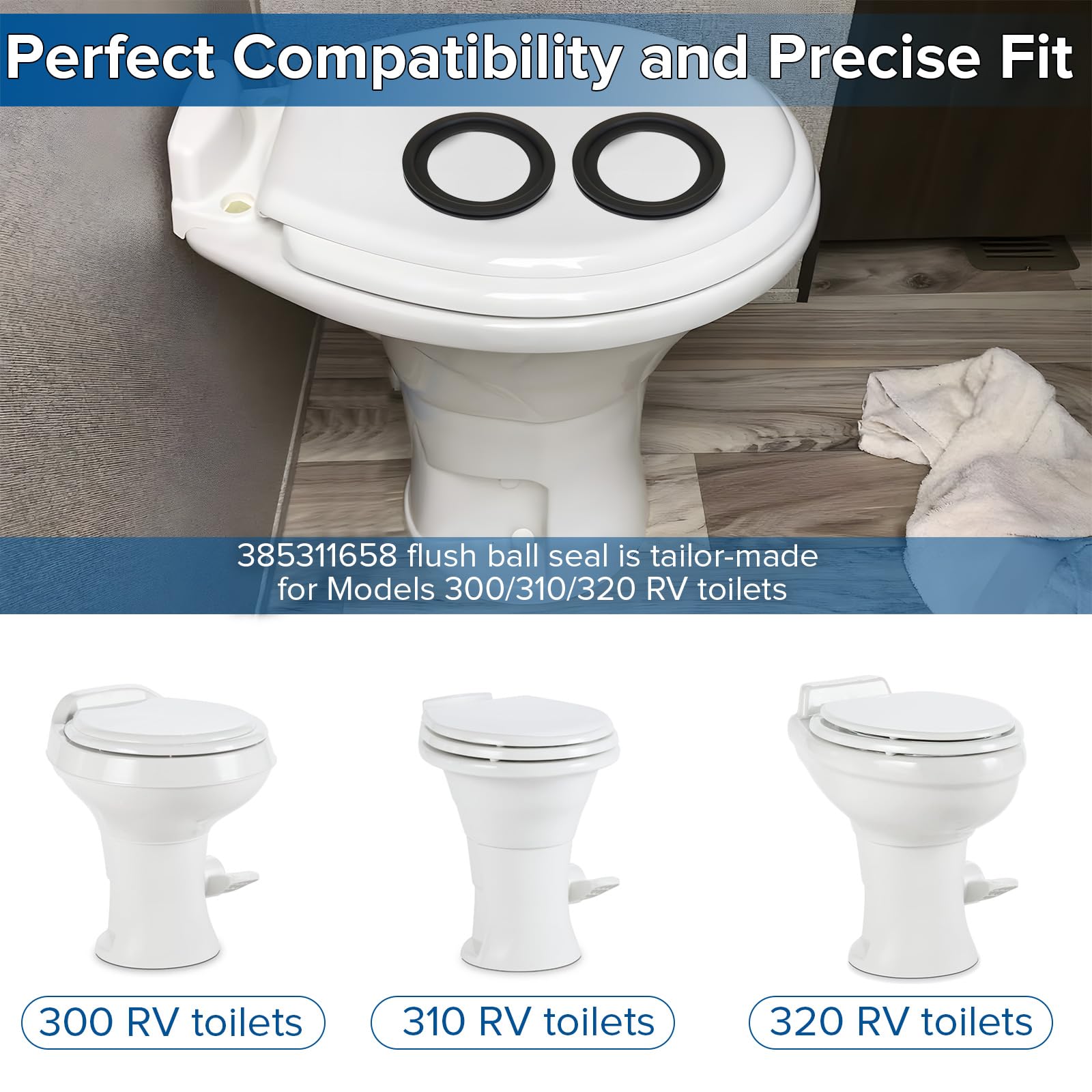 Xqiqx Rv Toilet Seal, 385311658 Flush Ball Seal, Rv Toilet Seal Replacement For 300/310/320 Rv Toilets, High Grade Rubber Rv Acc