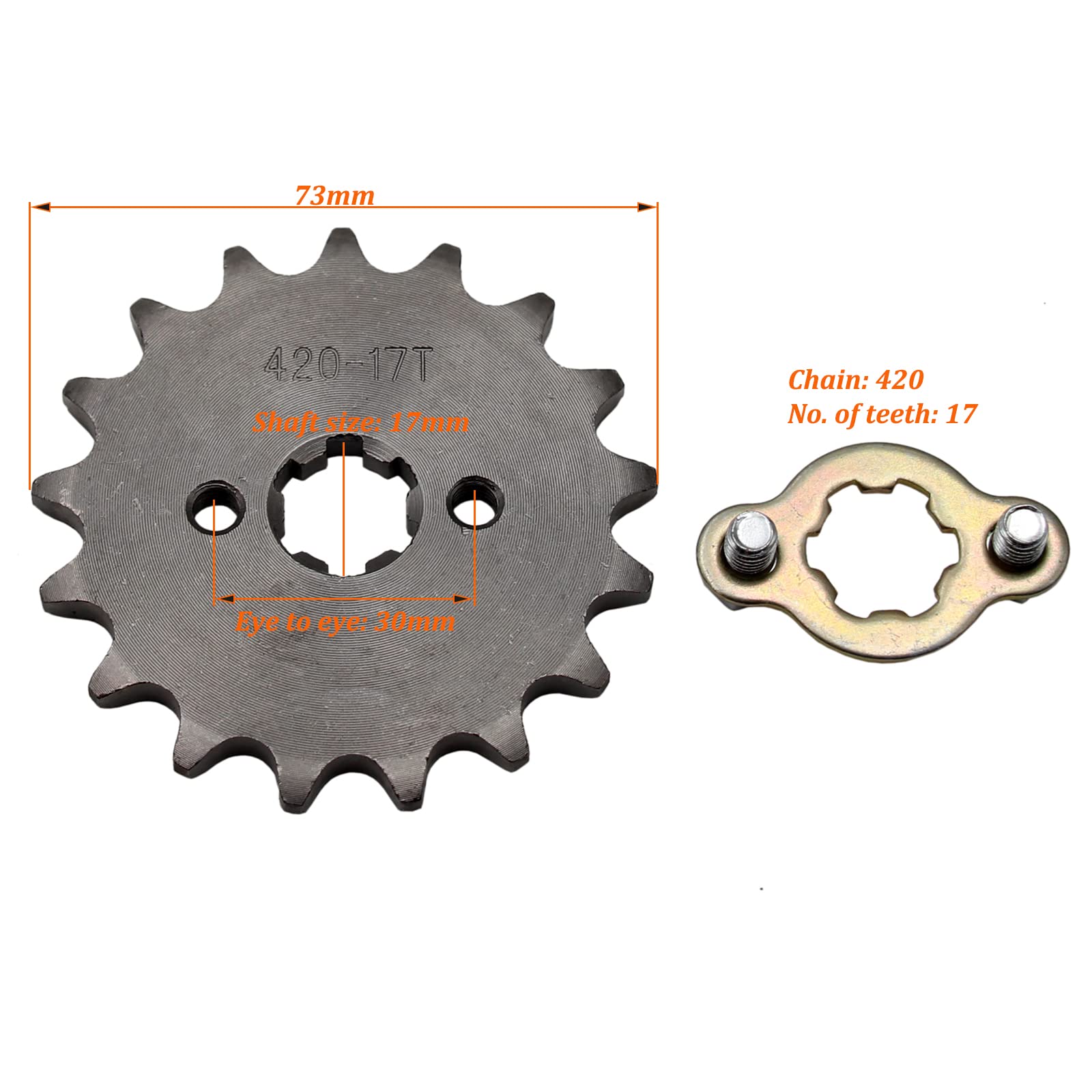 420 17 Tooth 17mm Front Sprocket 17T ATV Pit Bike Lifan YX 140 160 Loncin SSR SDG 110cc 125cc