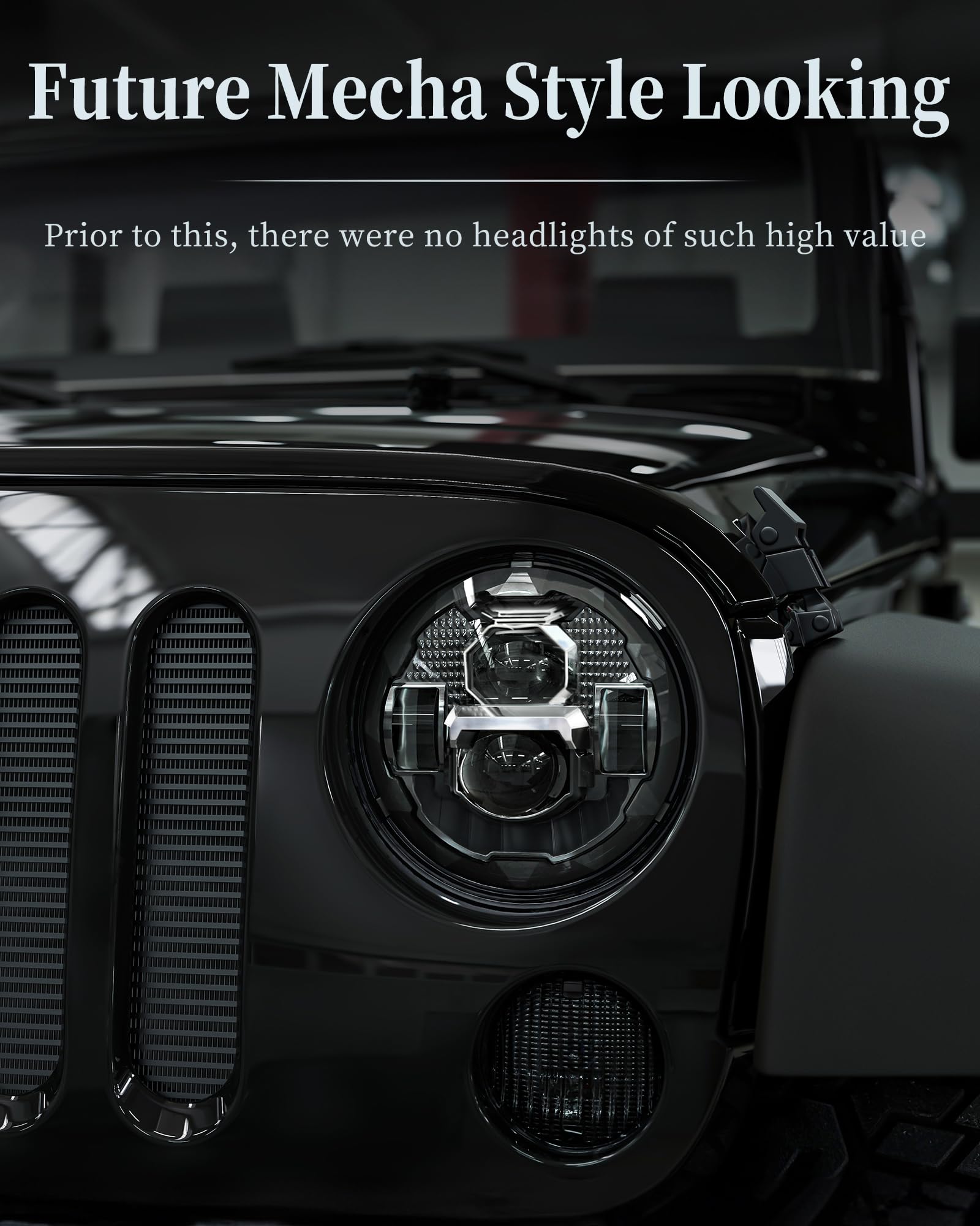 HWSTAR 7 Inch LED Headlights, 600% Brighter, Anti-glare, Round, H6024, Black Base Chrome Trim, Compatible with Jeep & More (Pair)