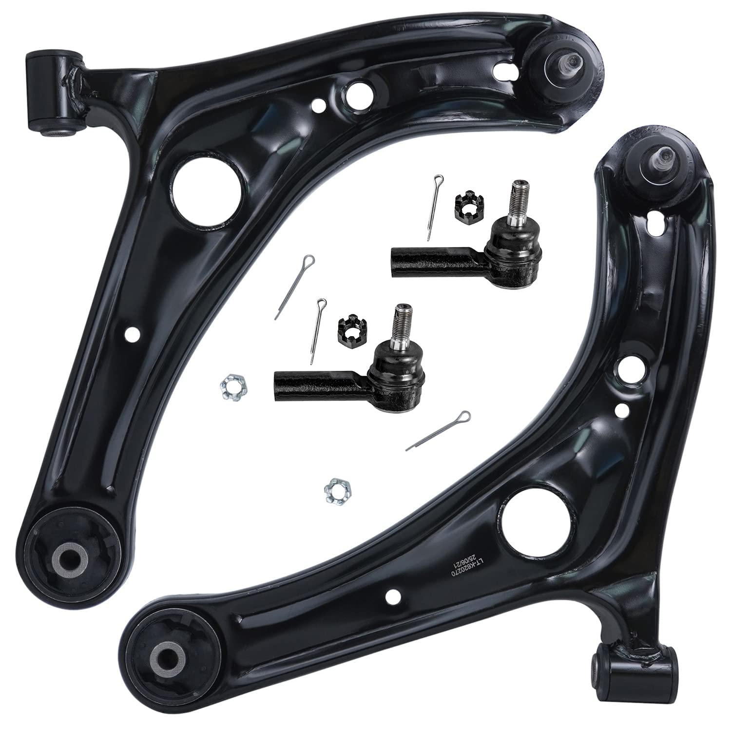 Detroit Axle - 4pc Front Control Arms Tie Rods for 2004 2005 2006 Scion xA xB, 2 Outer Tie Rod Ends 2 Lower Control Arms with Ba