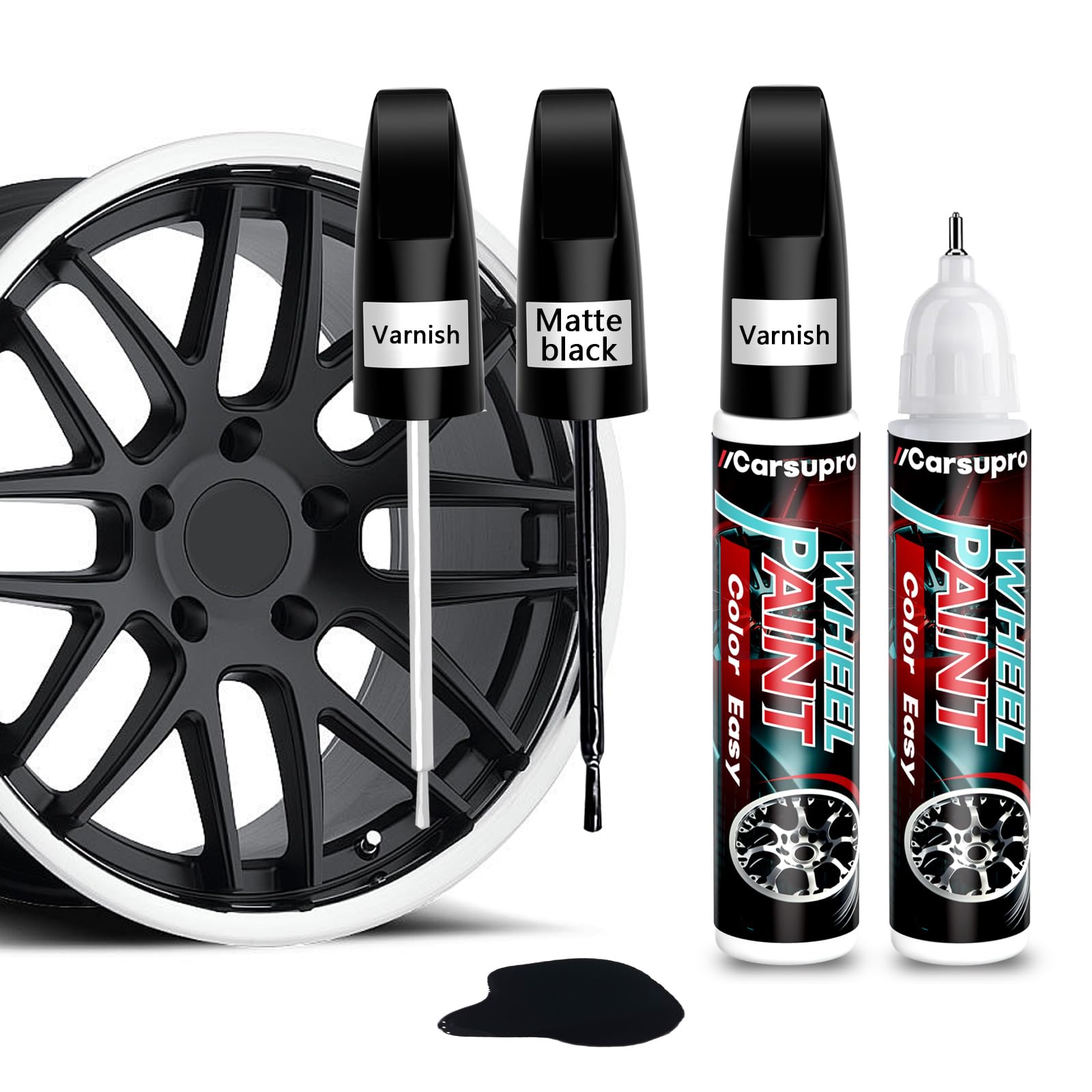 Black Rim Touch Up Paint. Wheel Scratch Repair Pen. Car Rim Paint Pen Quick And Easy Fix Rim Scratches,Rim Paint For Car Wheel R