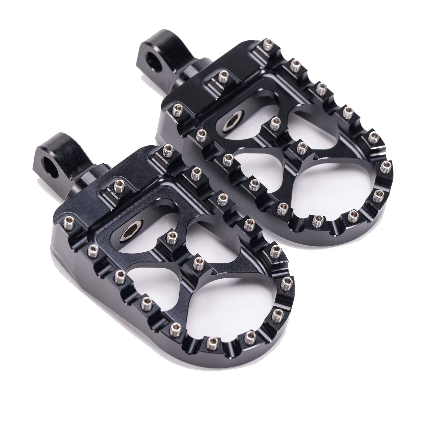 Hopider Cnc Wide Foot Pegs 360° Roating Mx Chopper Bobber Style For Harley Dyna Sportster Fatboy Iron 883,Black