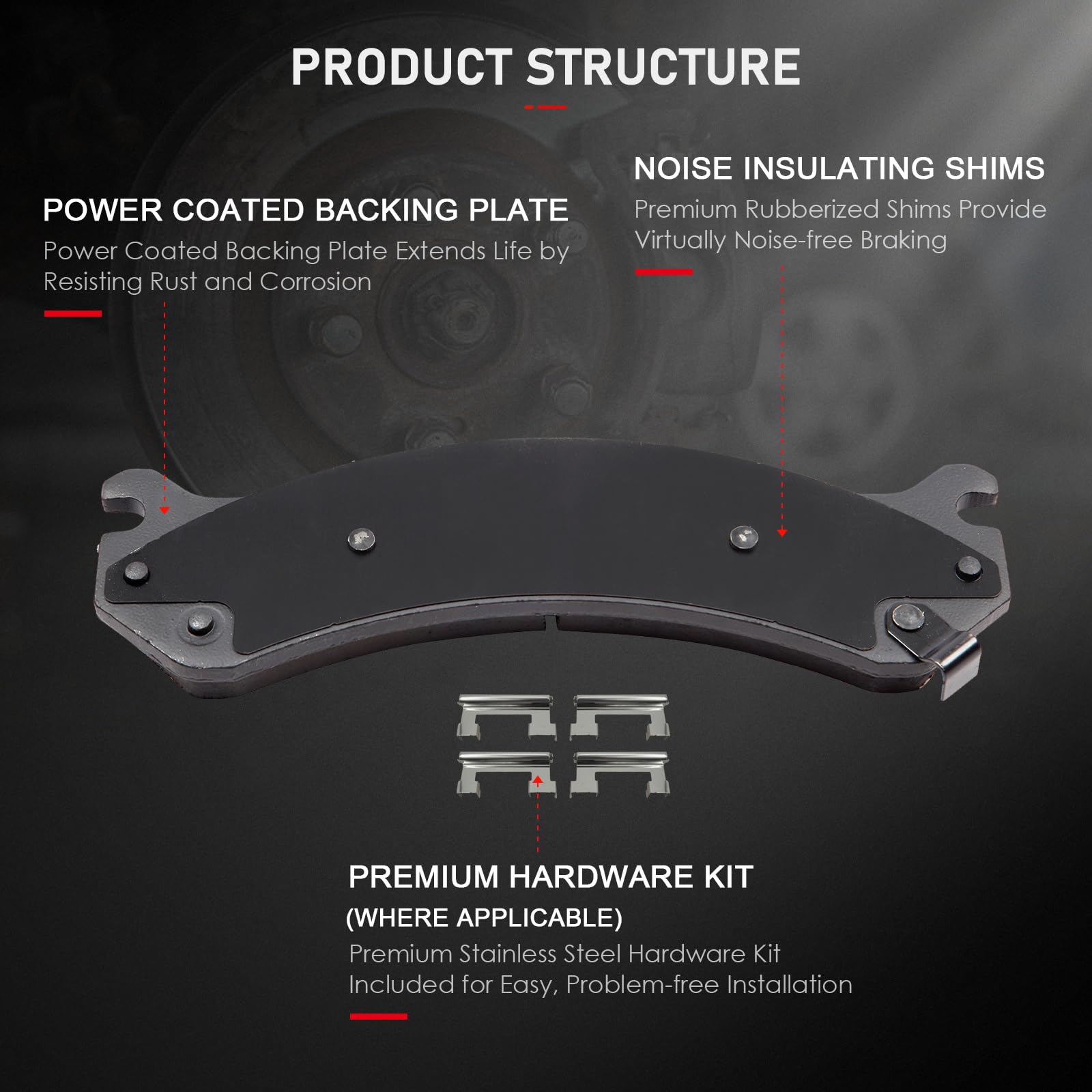 Cciyu D784 D785 Front & Rear Semi-Metallic Disc Brake Pads Kit For Chevrolet Silverado 1500 Silverado 1500 Hd For Gmc Sierra 150