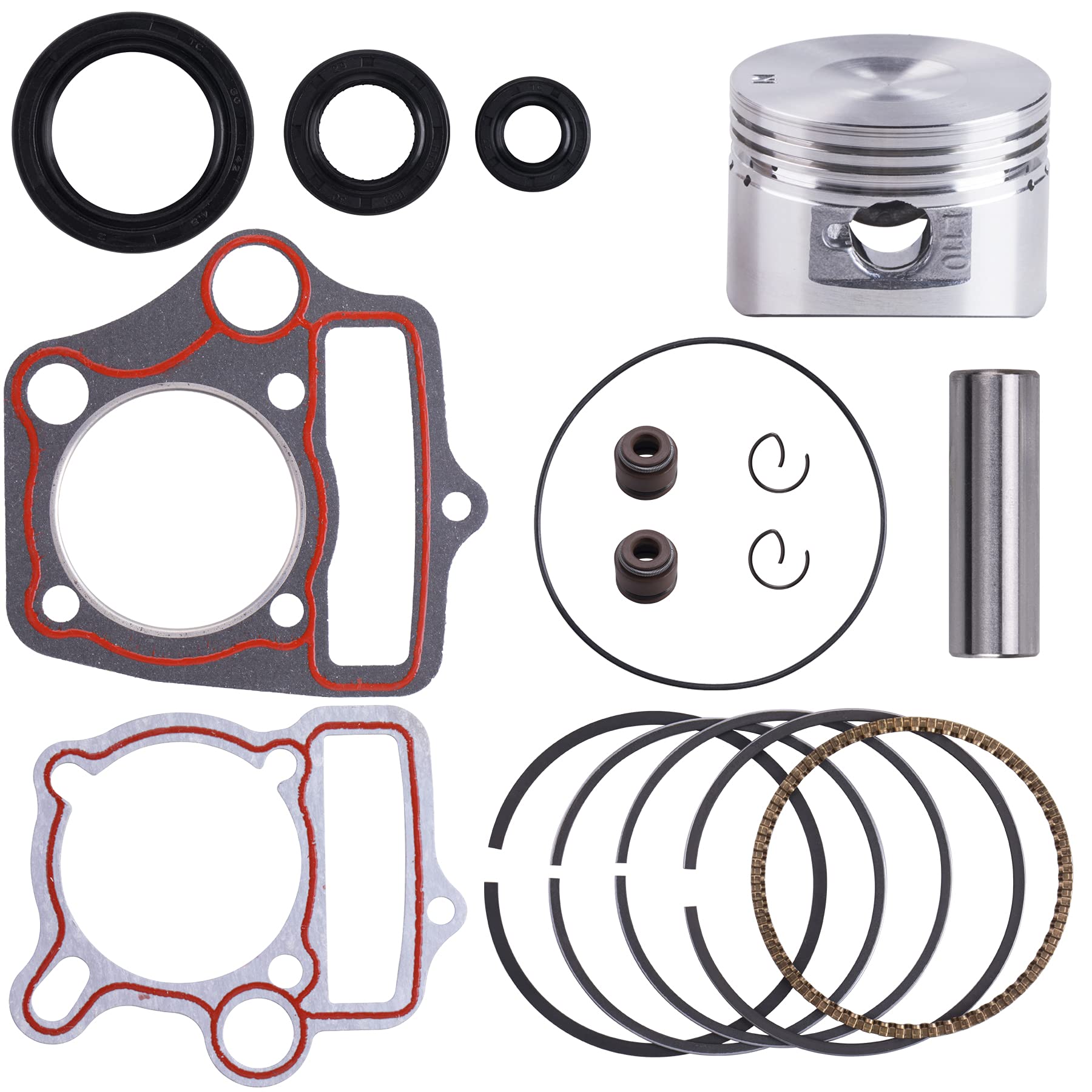 Oraevy Piston Rings Gasket Set 52.4Mm Bore Replacement For 110Cc 125Cc Kazuma Taotao Sunl Coolster Roketa Bms Ssr Atv Pit Bike