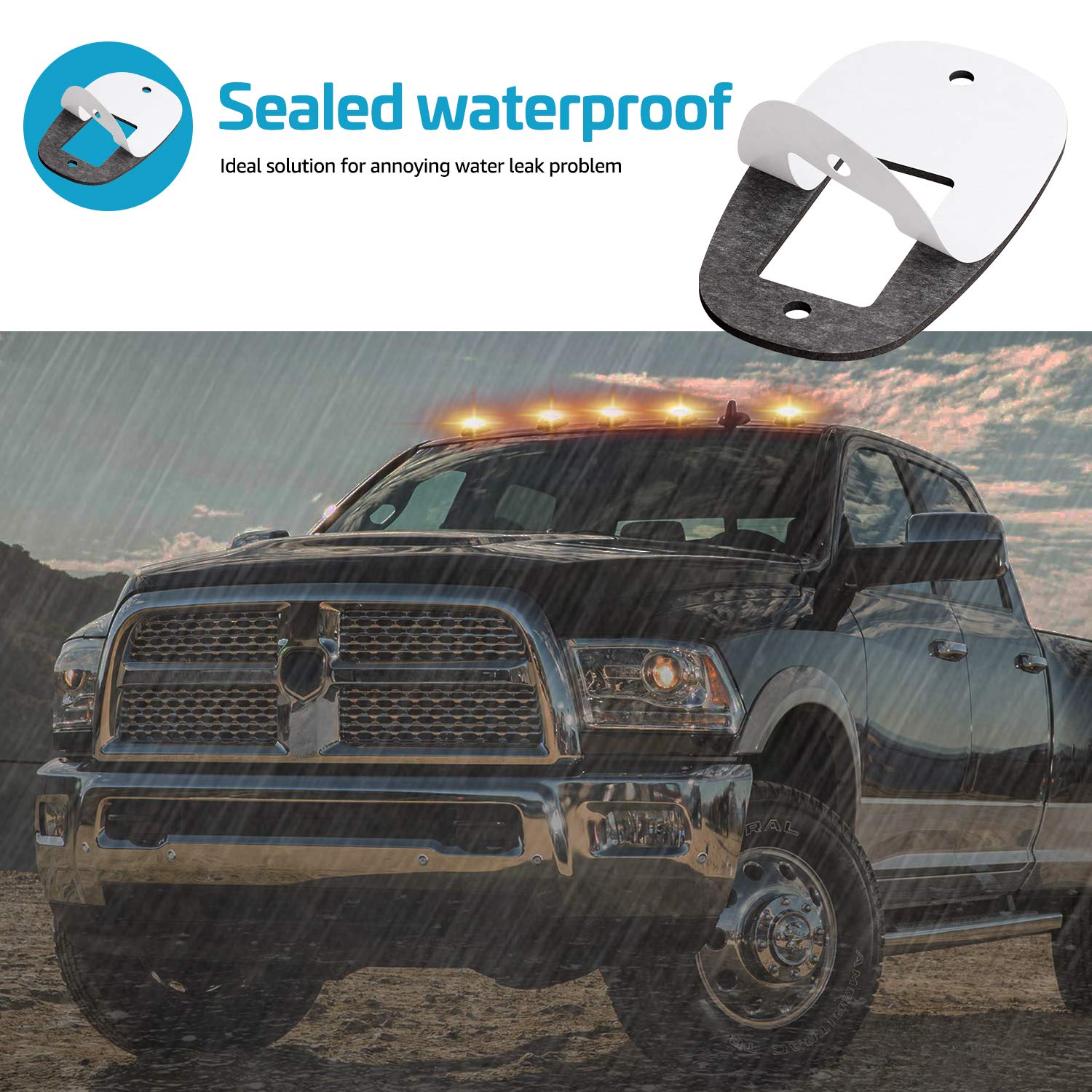 NDRUSH Roof Cab Marker Light Gasket for 2003-2018 Ram 1500/2500/3500/4500/5500 Pickup - Durable Seal for Clearance Running Lamp