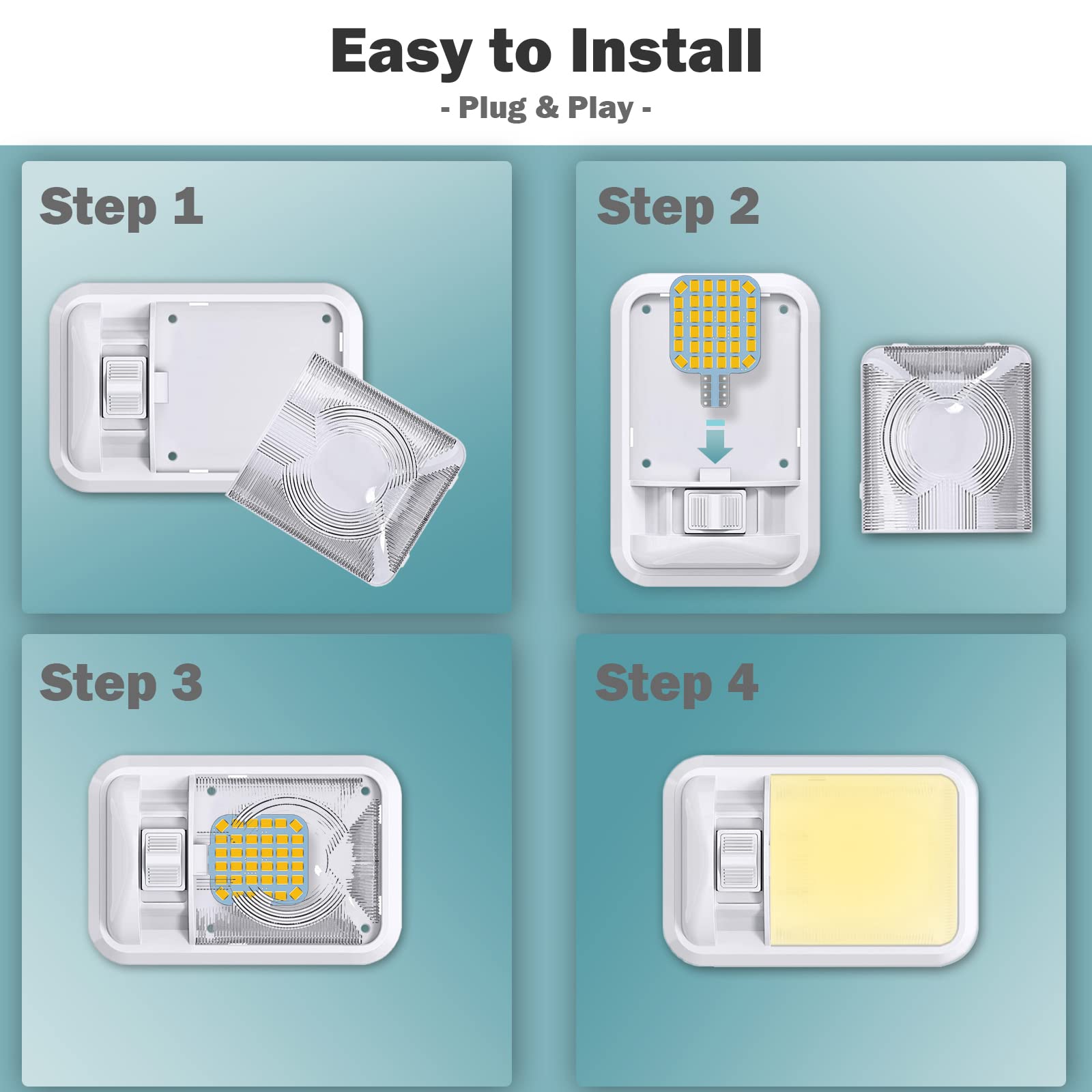 Xishwon 20PCS T10 RV Interior LED Light Bulbs, 36-SMD, 3200K Warm White, Aluminum Replacement for Camper, Trailer, Boat, Car Indoor Lighting